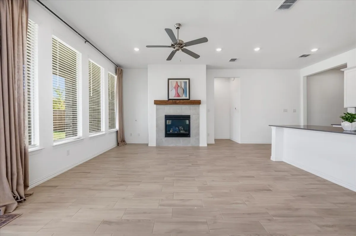 Living room with fireplace