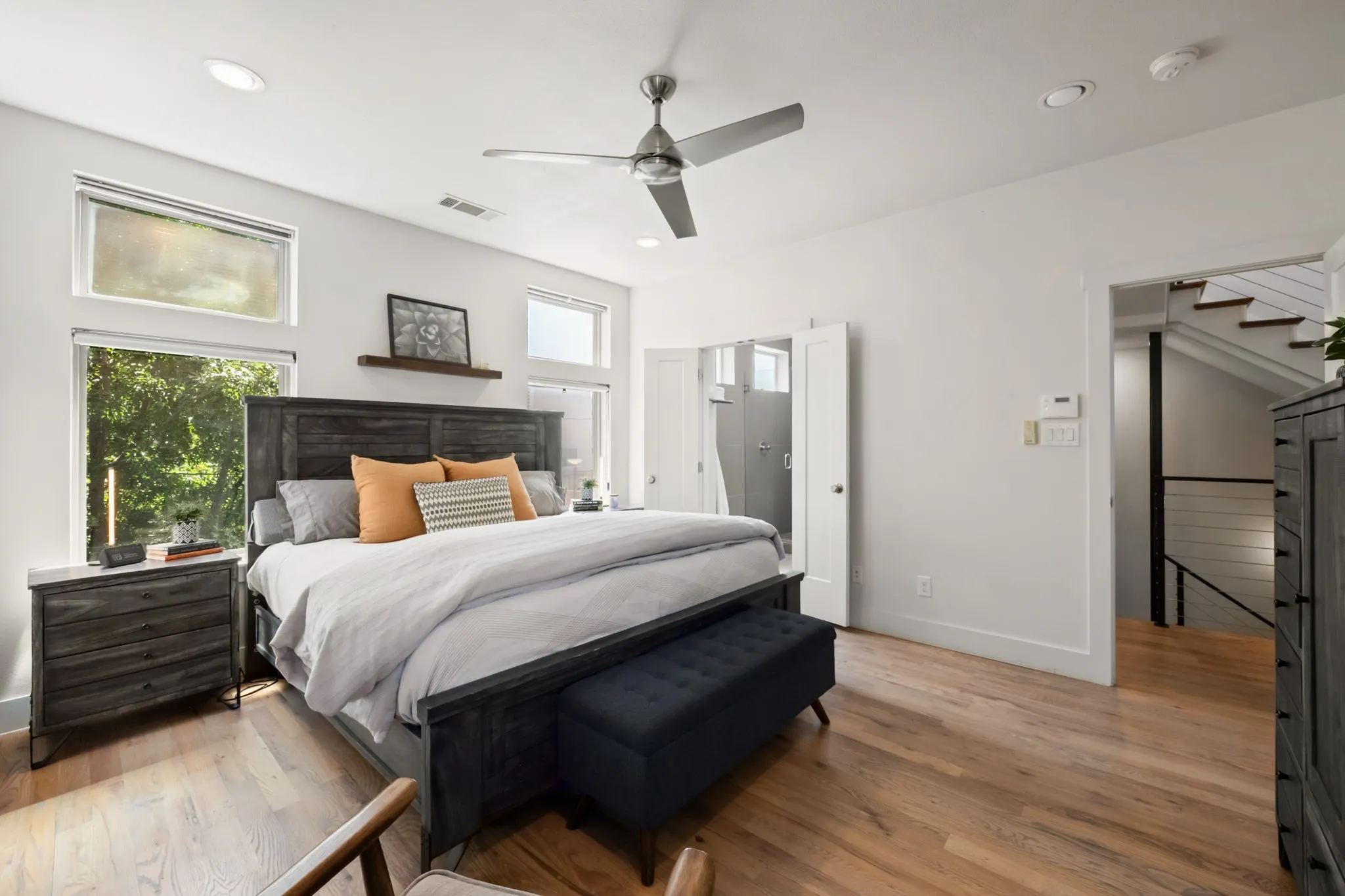 Primary bedroom opens to the ensuite bath