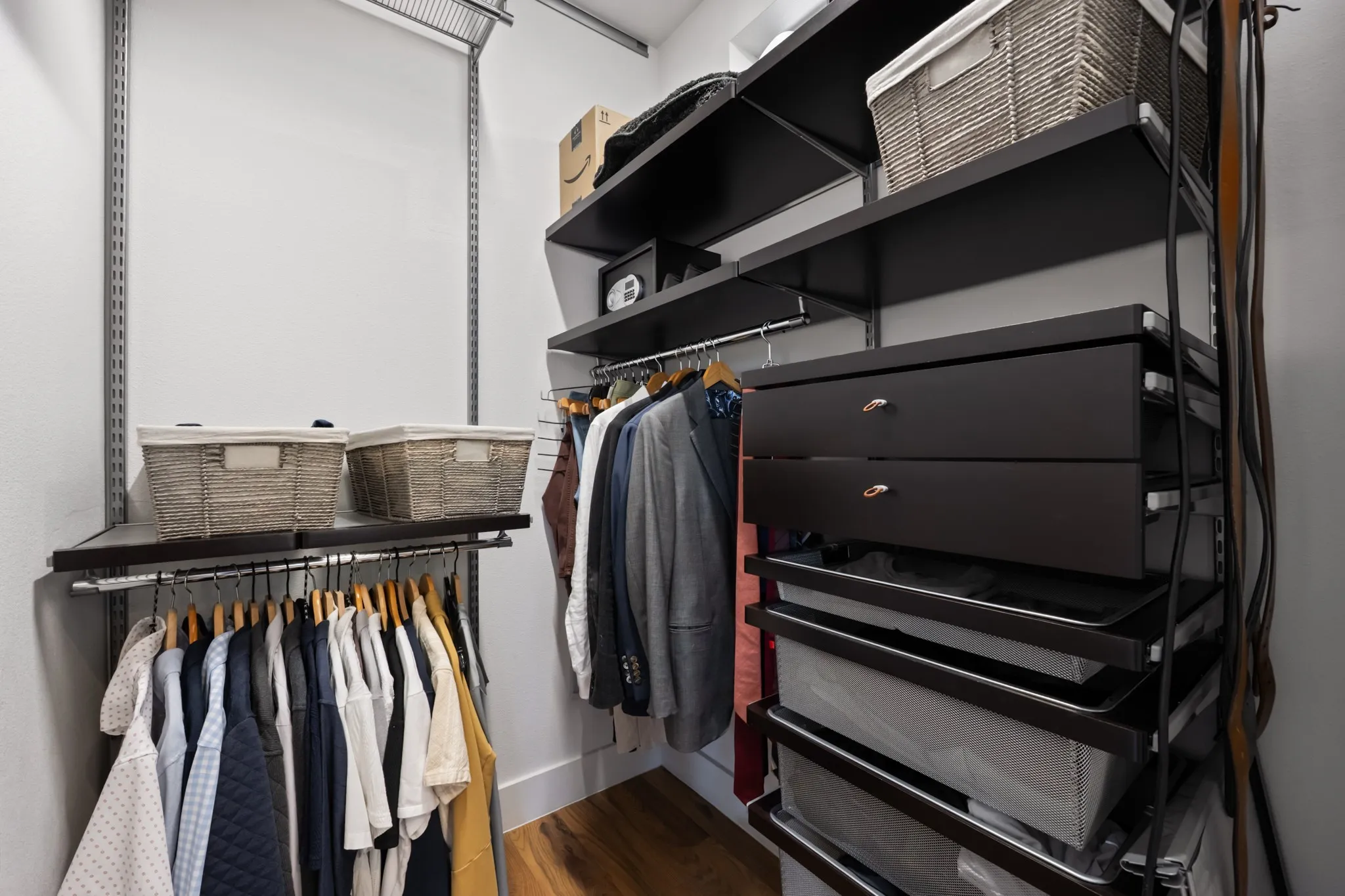 Walk-in closet with built-in shelving
