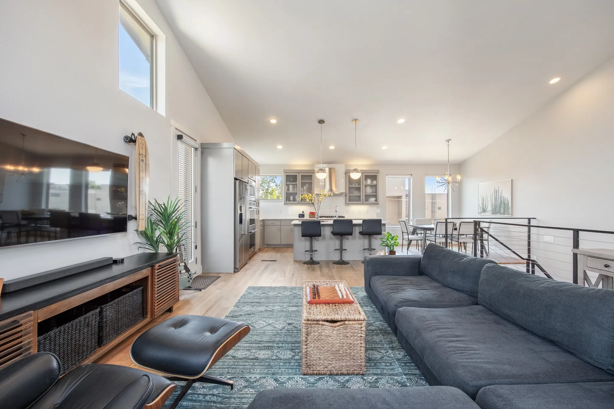 Living, kitchen and dining share the top floor