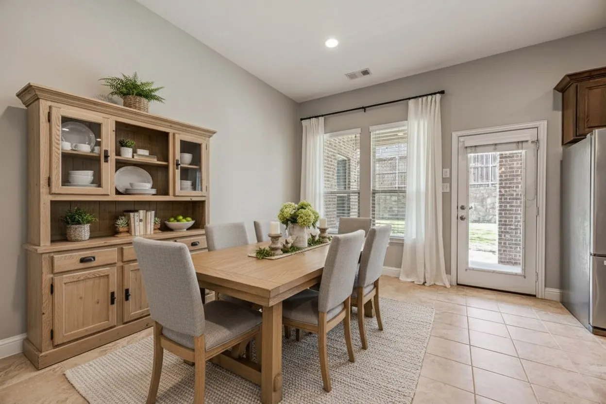 Dining room has been virtually staged to showcase potential décor and layout options.