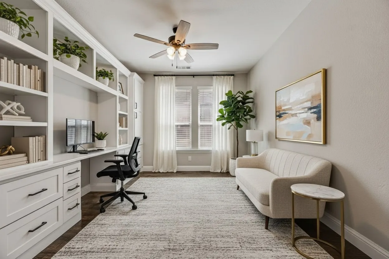  The office has been virtually staged to showcase potential décor and layout options.