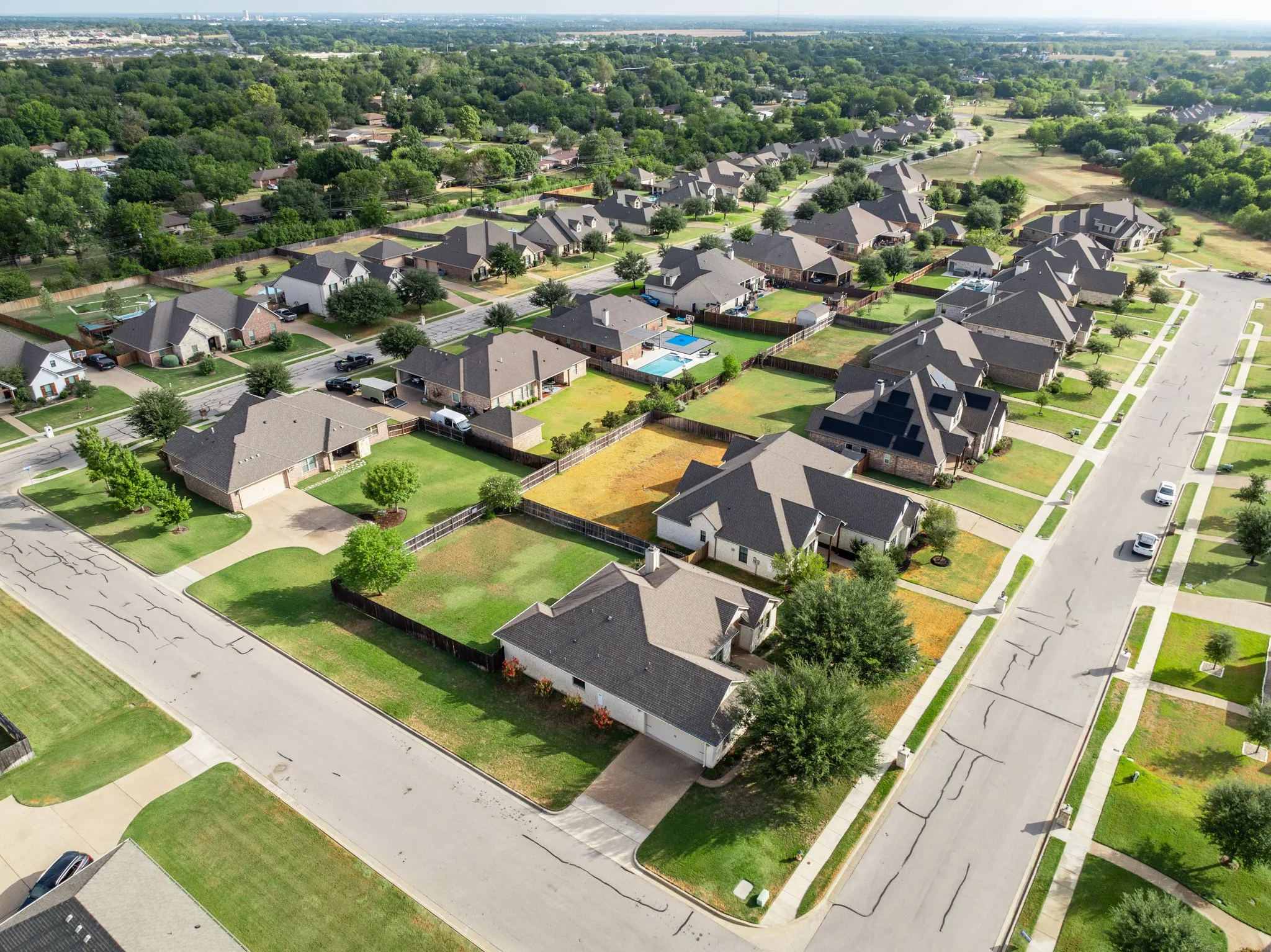 Aerial view of corner lot