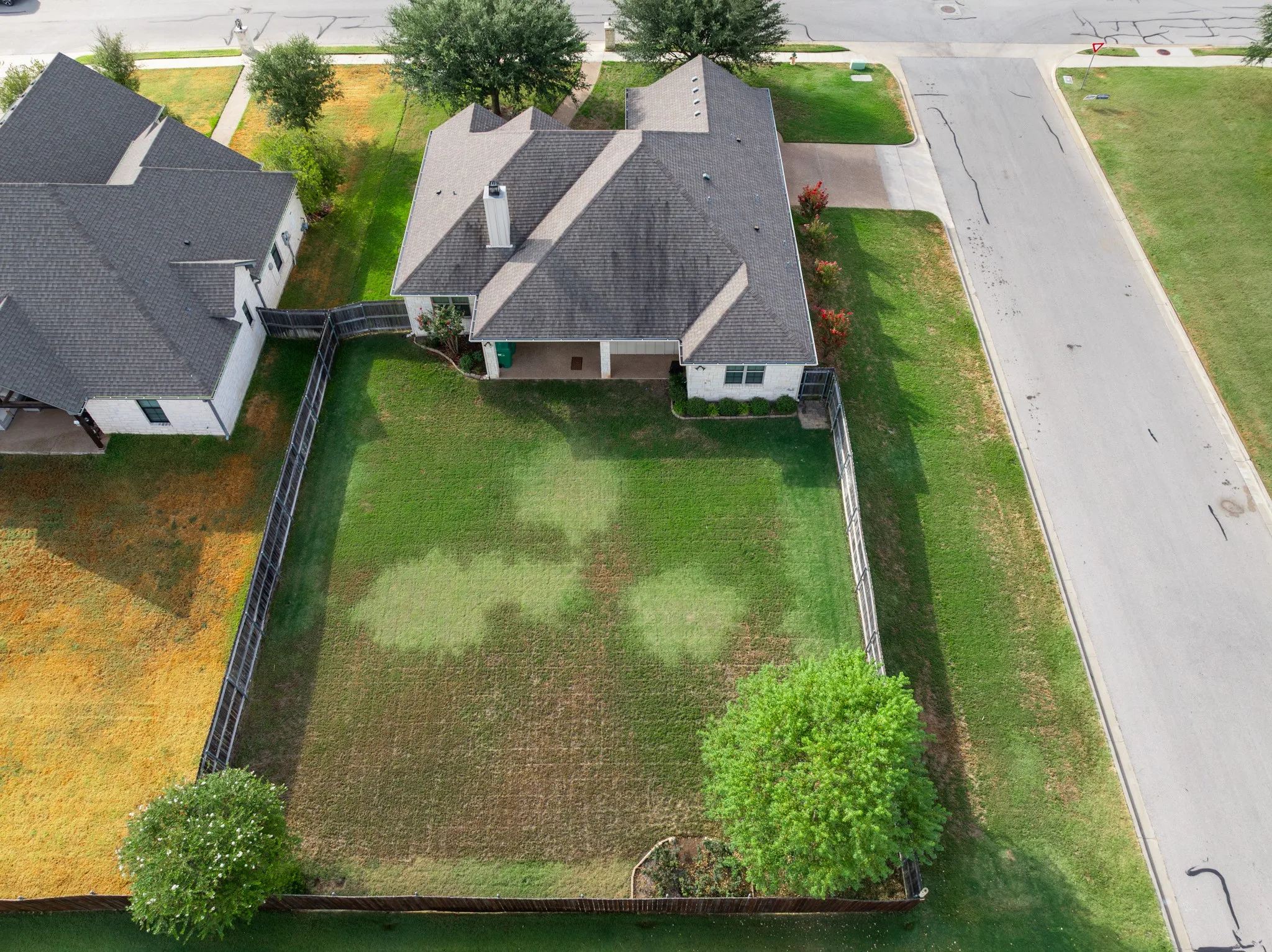 Aerial view.  Home on Corner Lot