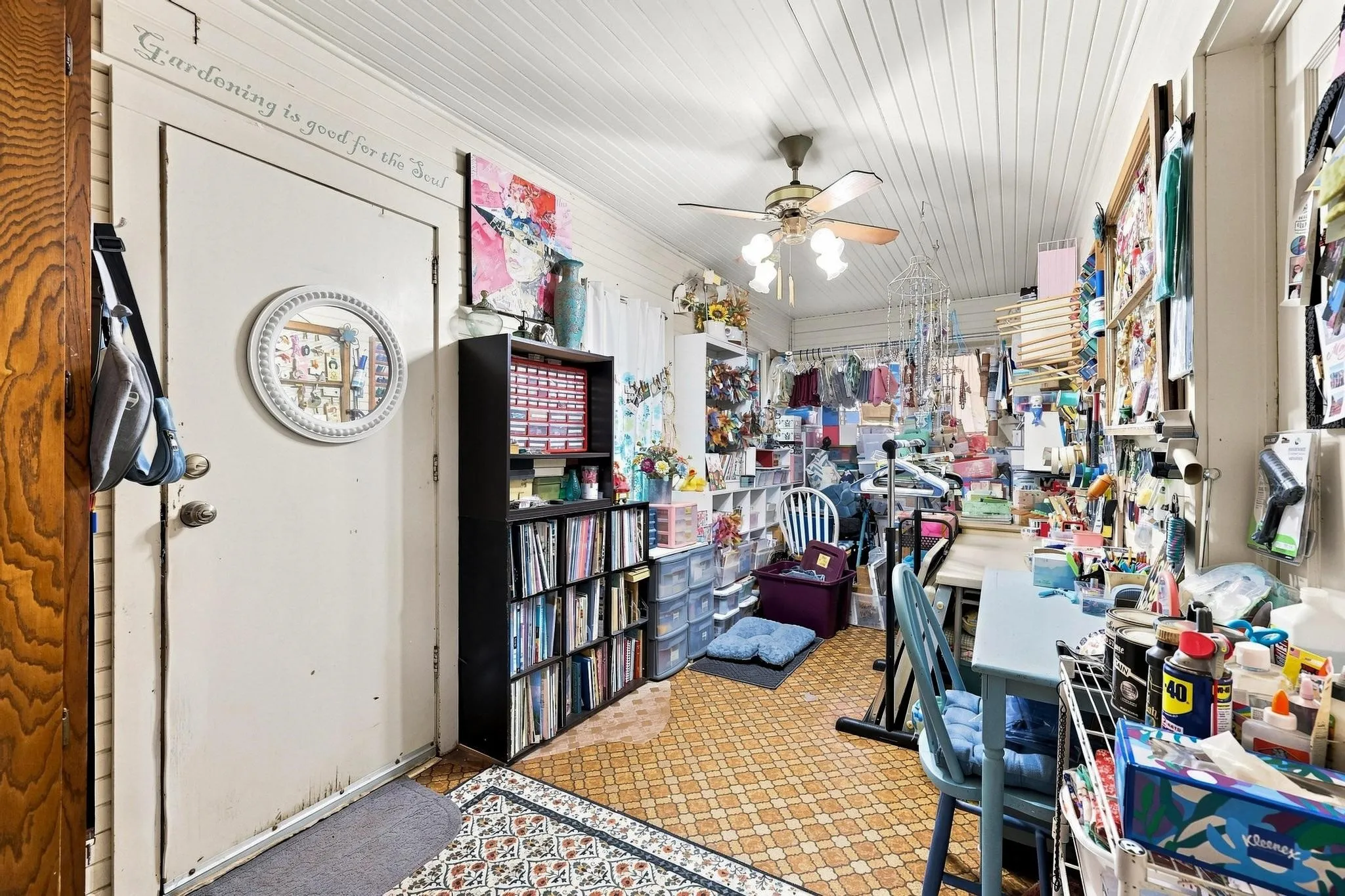 enclosed porch serves as a great flex space
