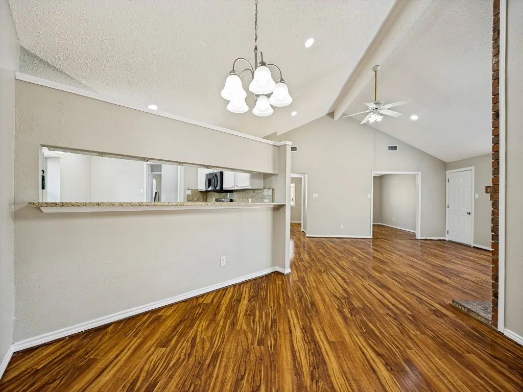 Dining Area open to Living Room with pass thru to the kitchen