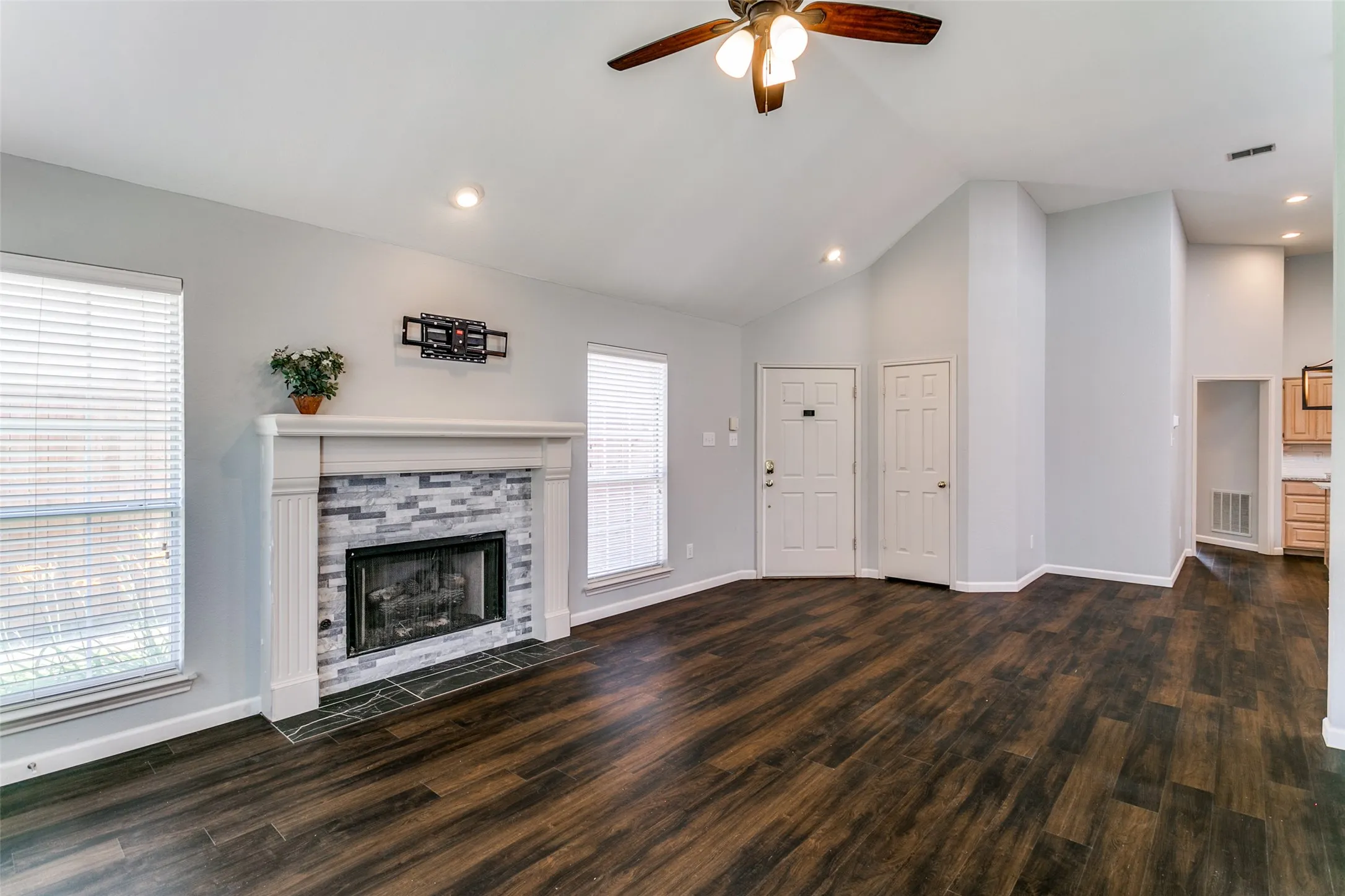Cozy fireplace for those chilly nights ahead.