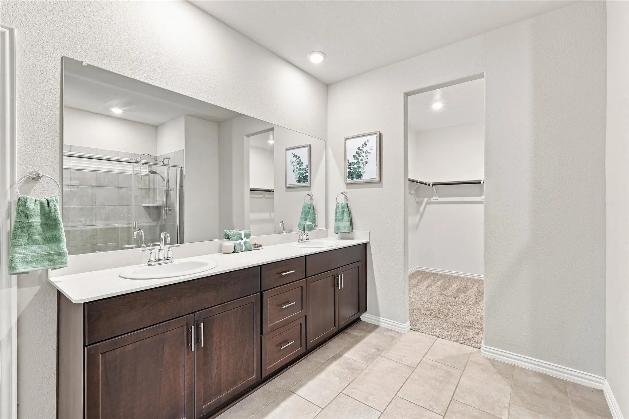 quartz countertop with two sinks