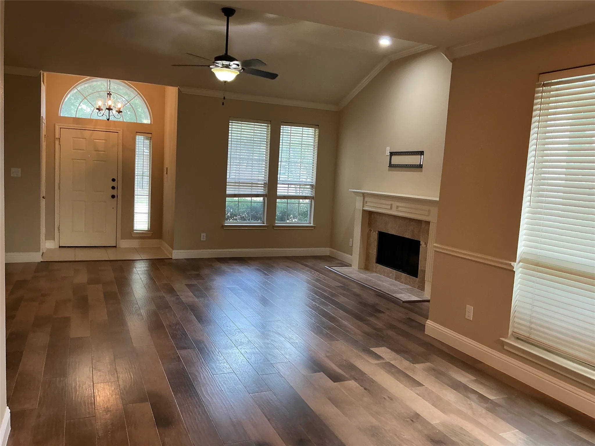 living room with gas fireplace