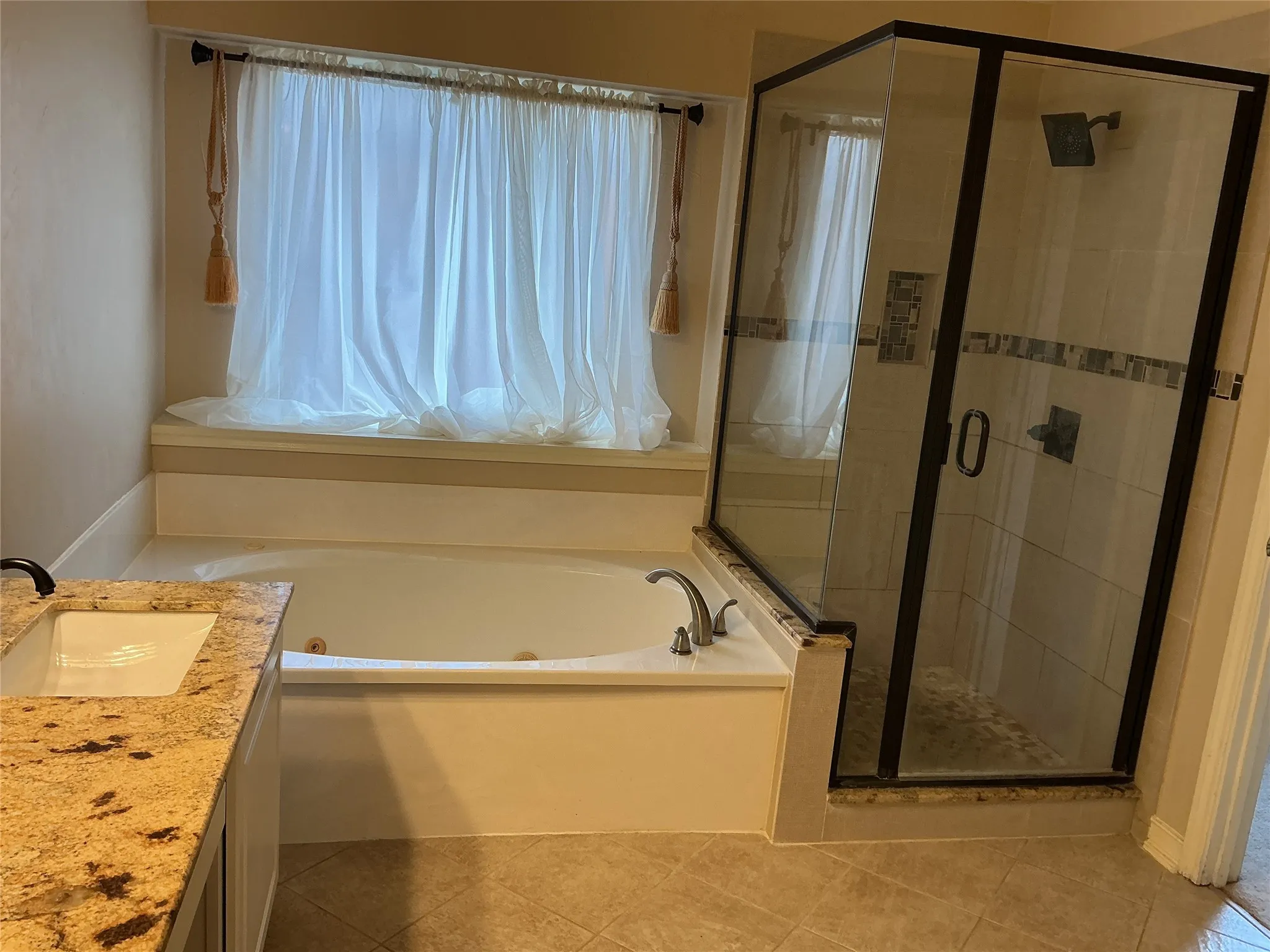 jetted tub, separate shower