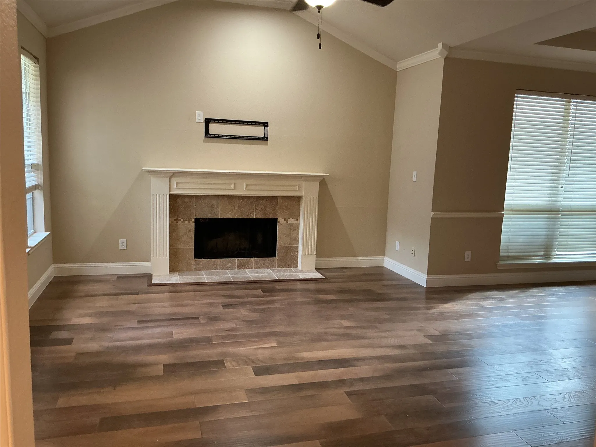 living room with gas fireplace