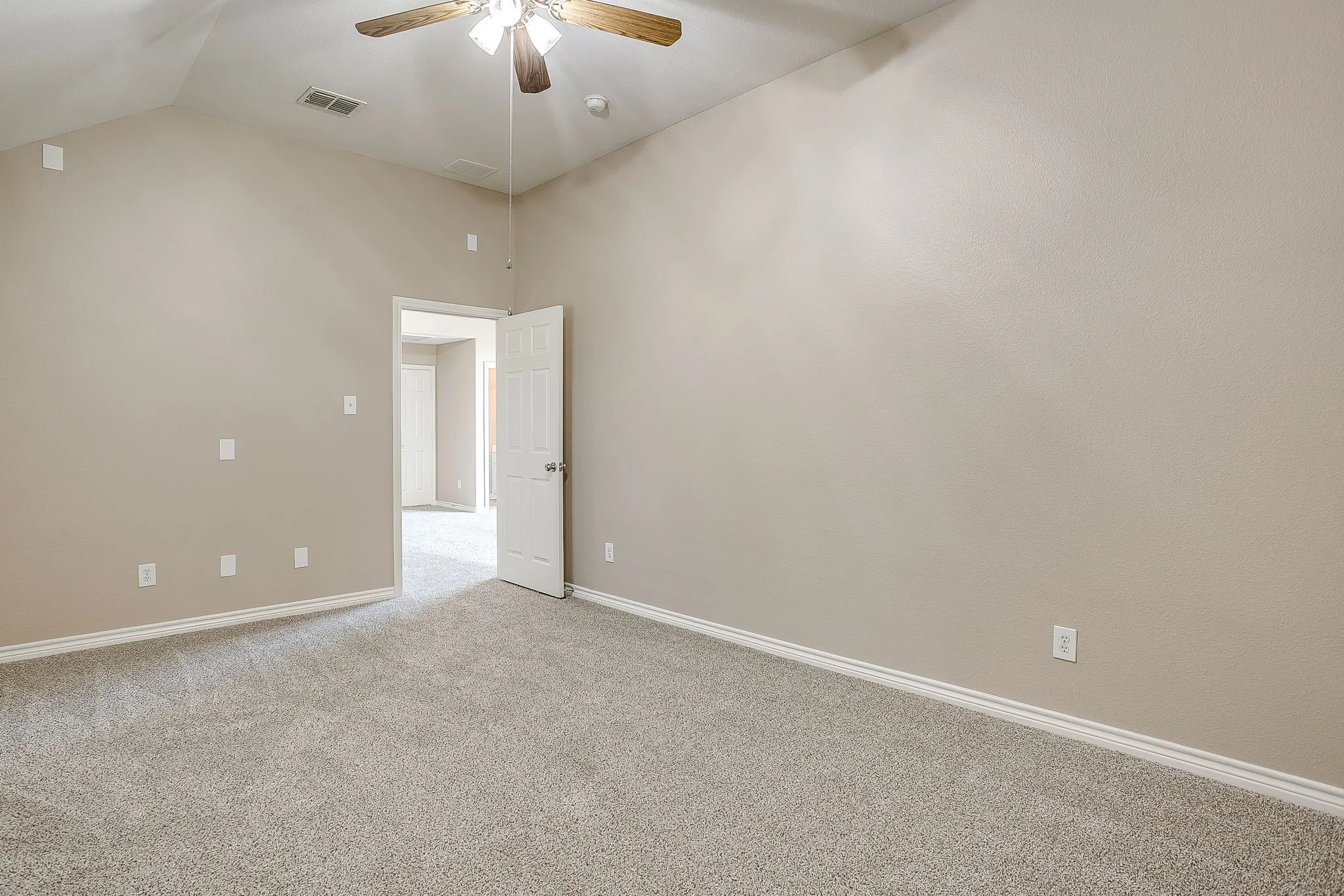 Large media room, wired for surround sound.