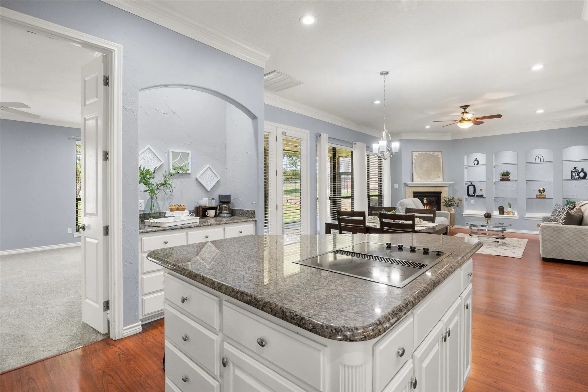 STORAGE STORAGE STORAGE galore in this kitchen, prep, serving and entertaining area.