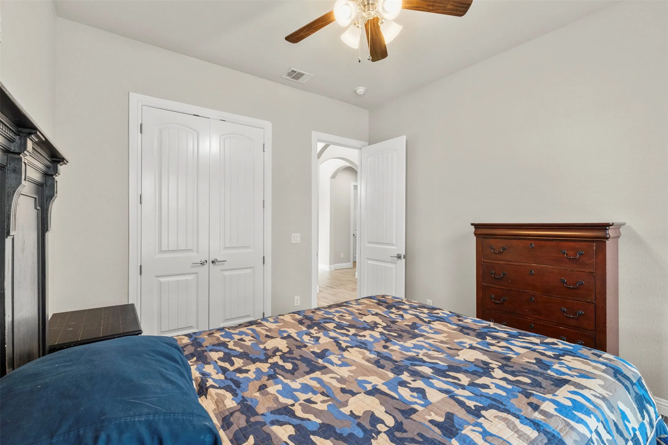 Neutral wall color complemented by white trim
