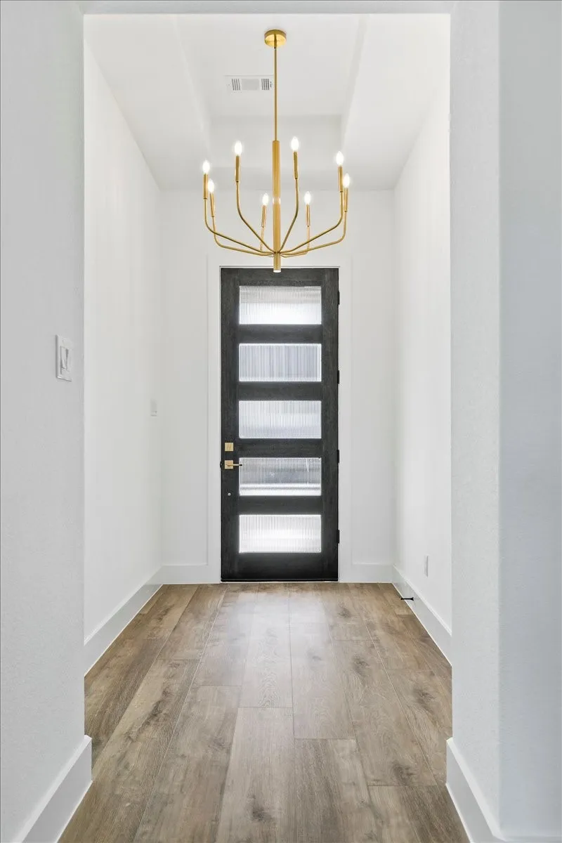 Elegant mahogany 5-light front door with reeded glass