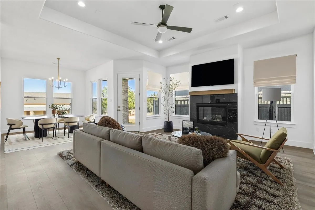 Living room with virtual staging