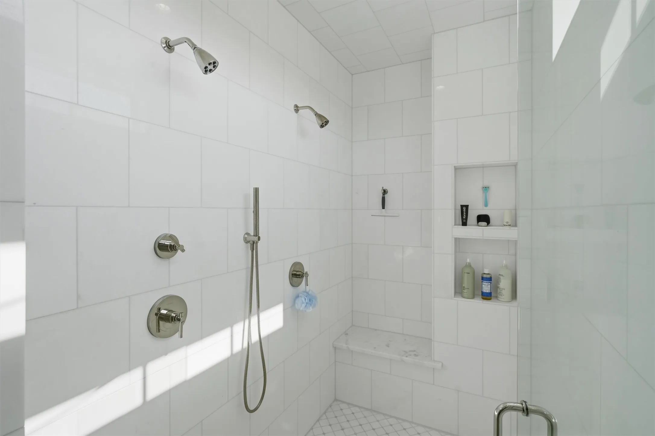 Primary bathroom walk in shower.