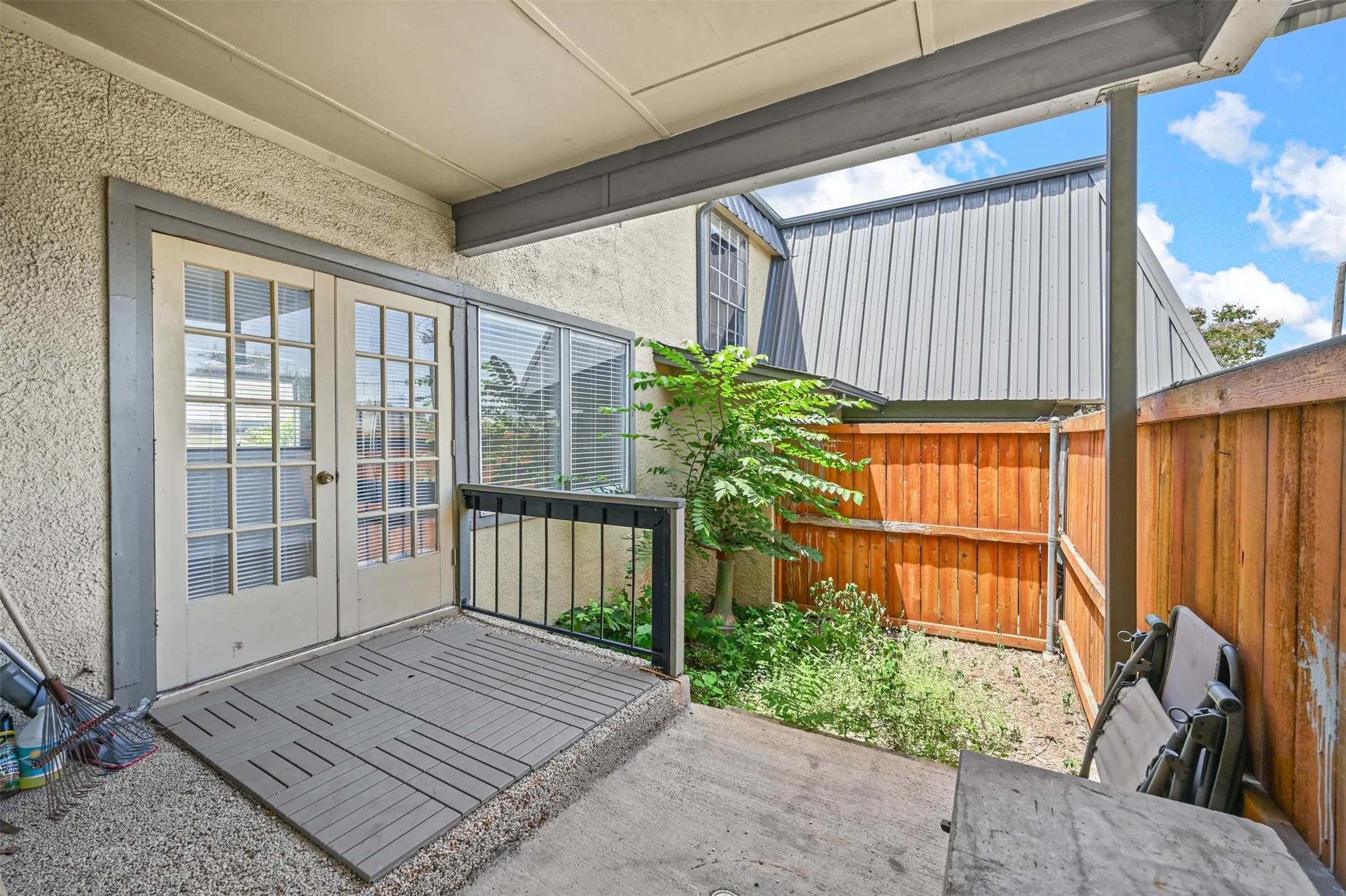 View of patio with french doors