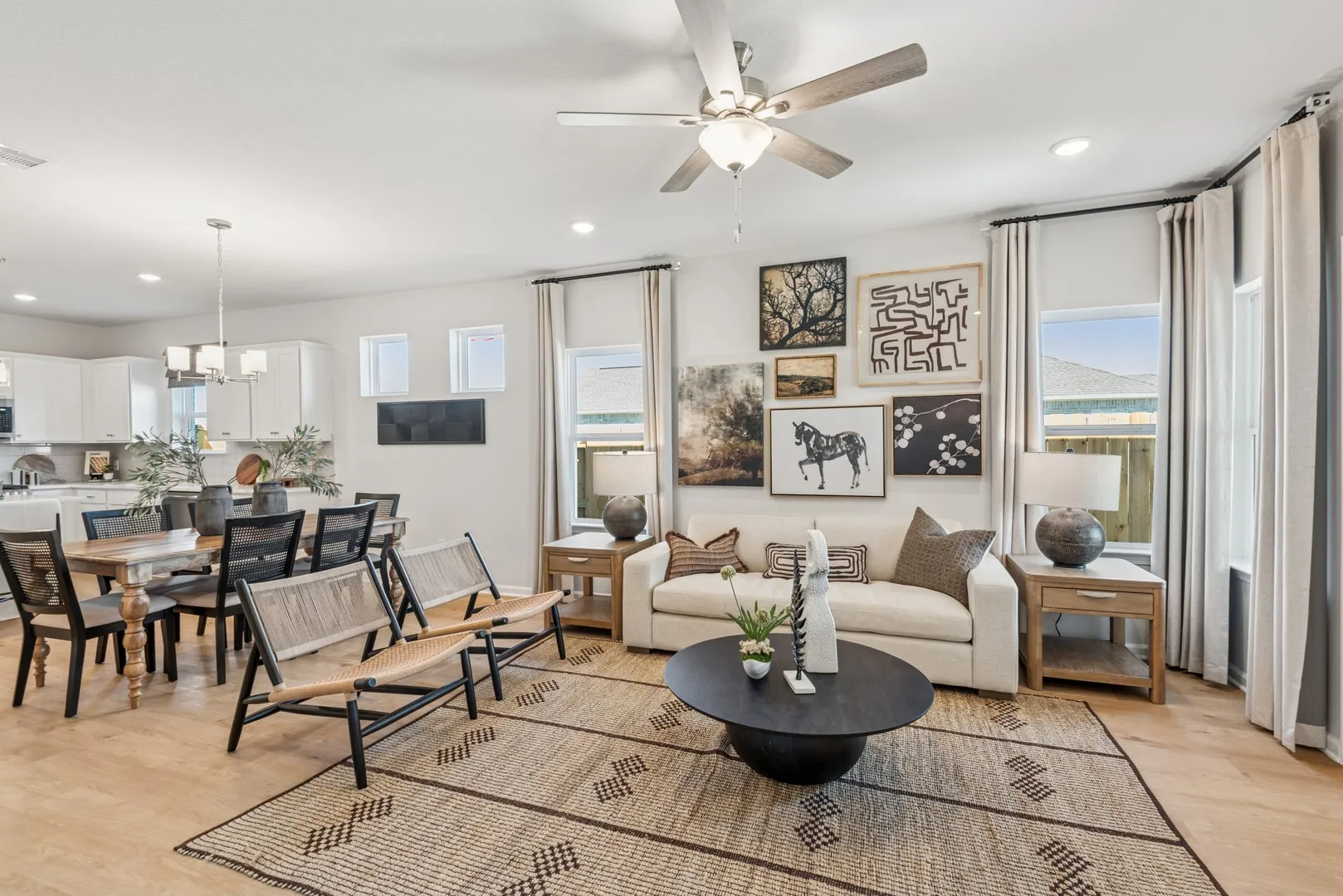 The Kettering II- Family Room into Dining Area