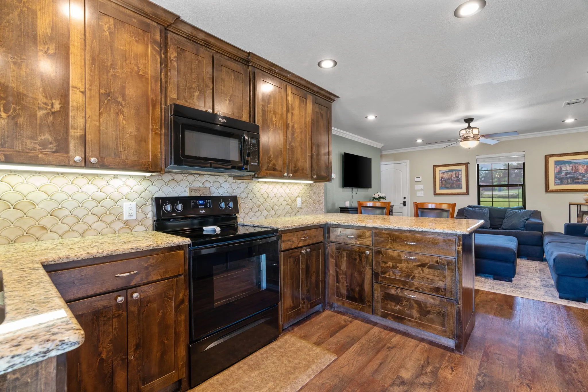 GUEST HOUSE! Wood-finish flooring, recessed lighting, and crown molding