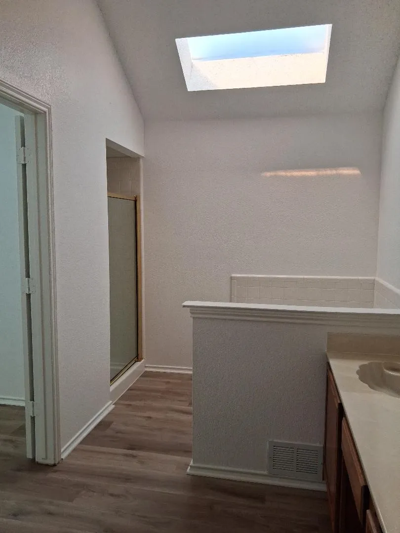 SKYLITE IN THE SEPARATE SHOWER AND JACUZZI TUB AREA