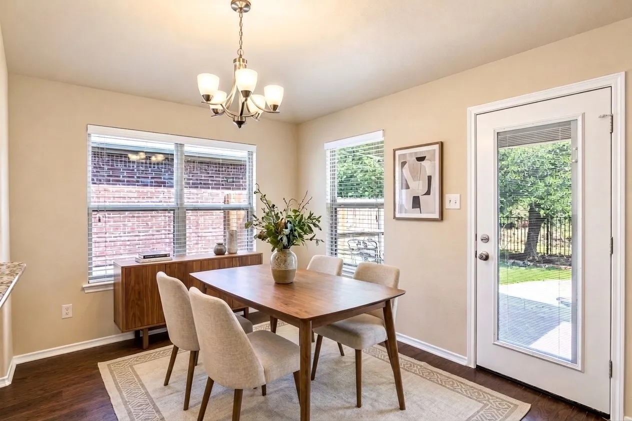 Virtually staged dining area