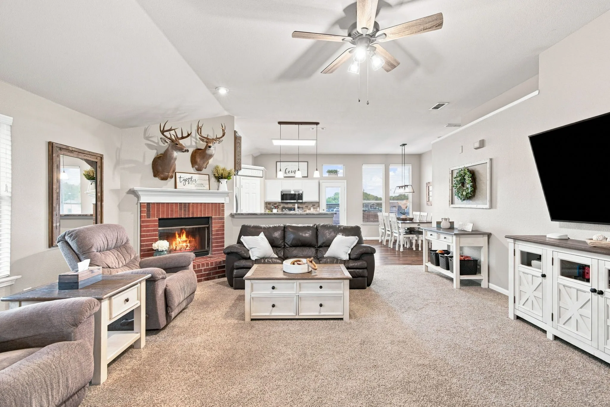 Spacious open living and kitchen.