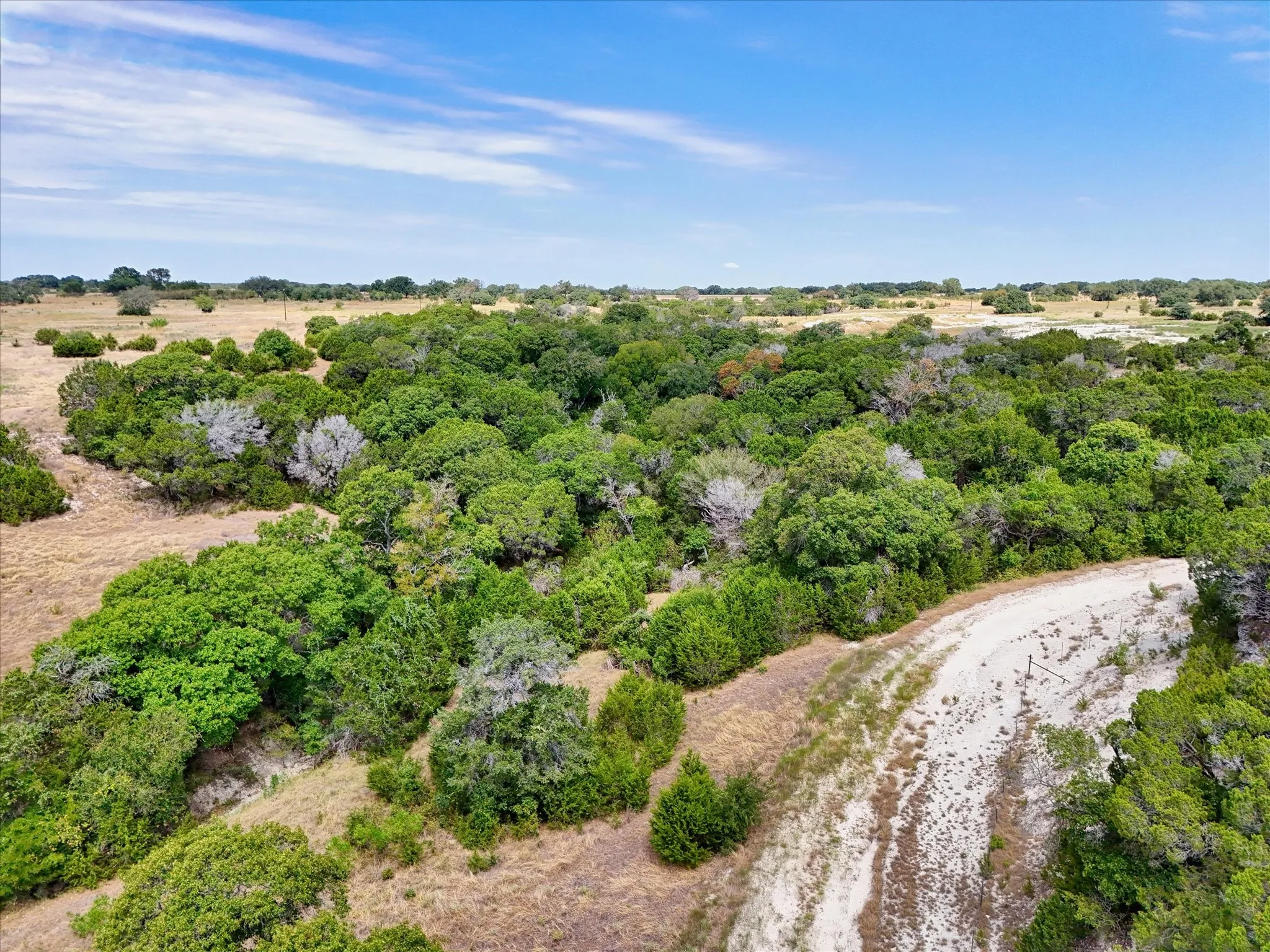 Expansive land parcel featuring dense tree cover and varied terrain