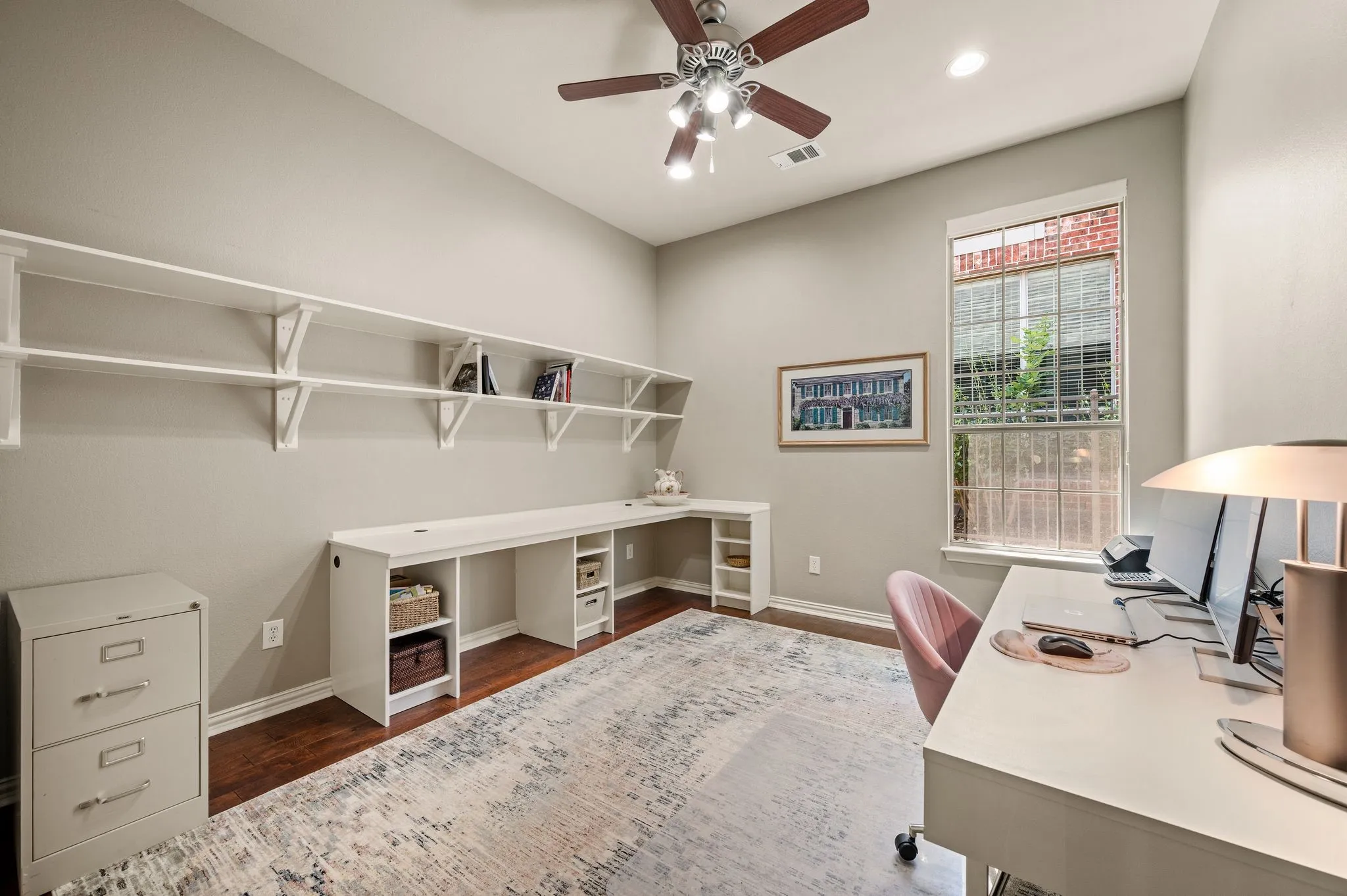Flexible first-floor room features built-in desks and shelving, making it ideal for an office, study or hobby space. Or remove the built in's and make it a traditional bedmoo. You choose!