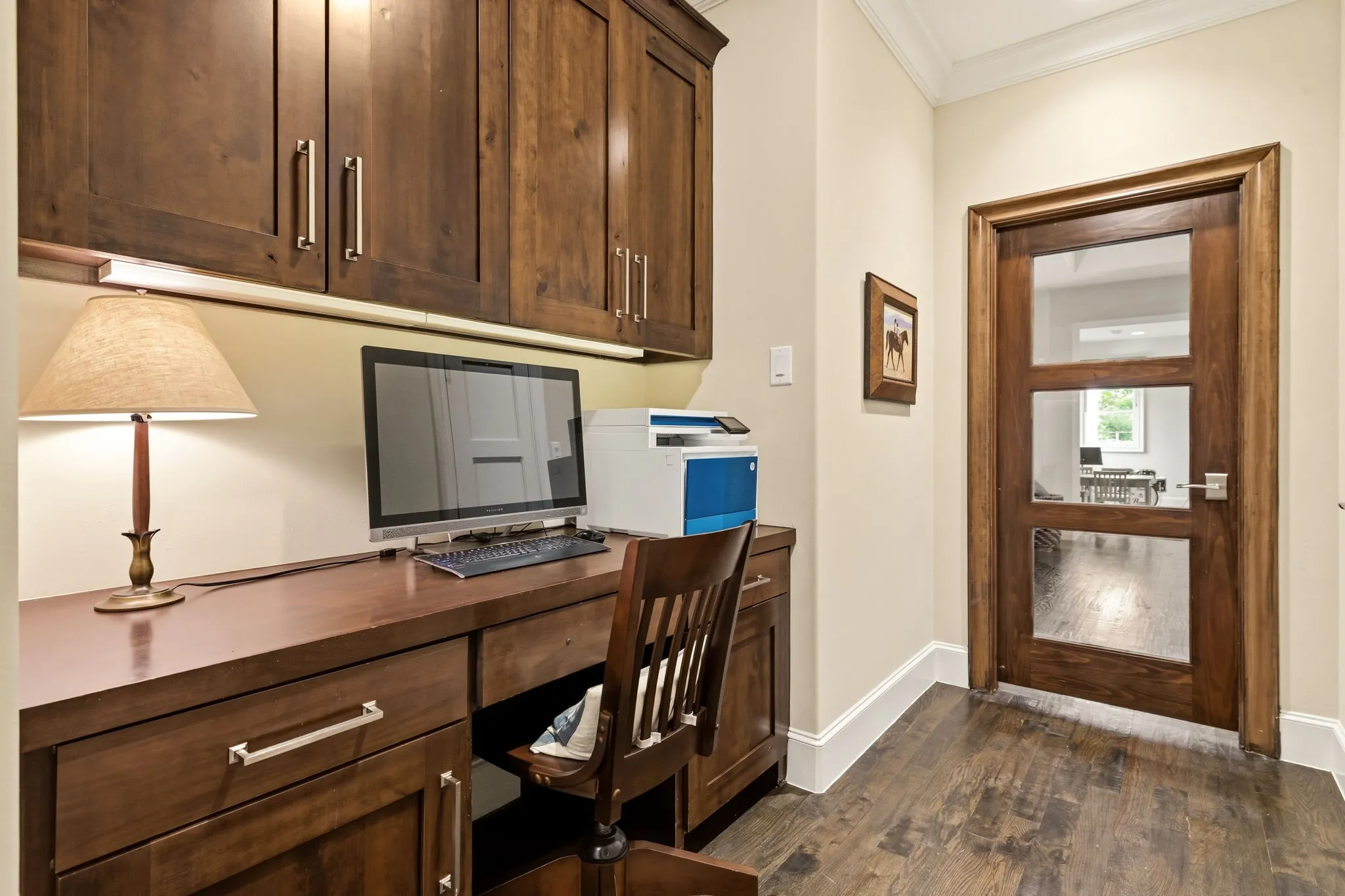 Desk space in hallway leading to game room/bonus room