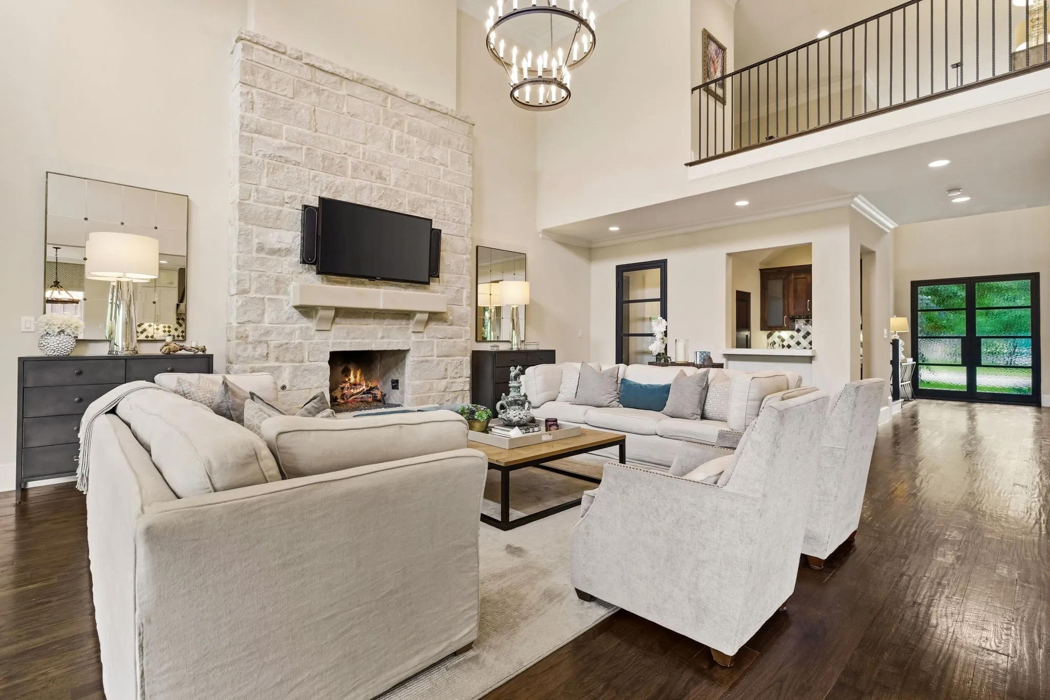 Upstairs balcony overlooking living room.