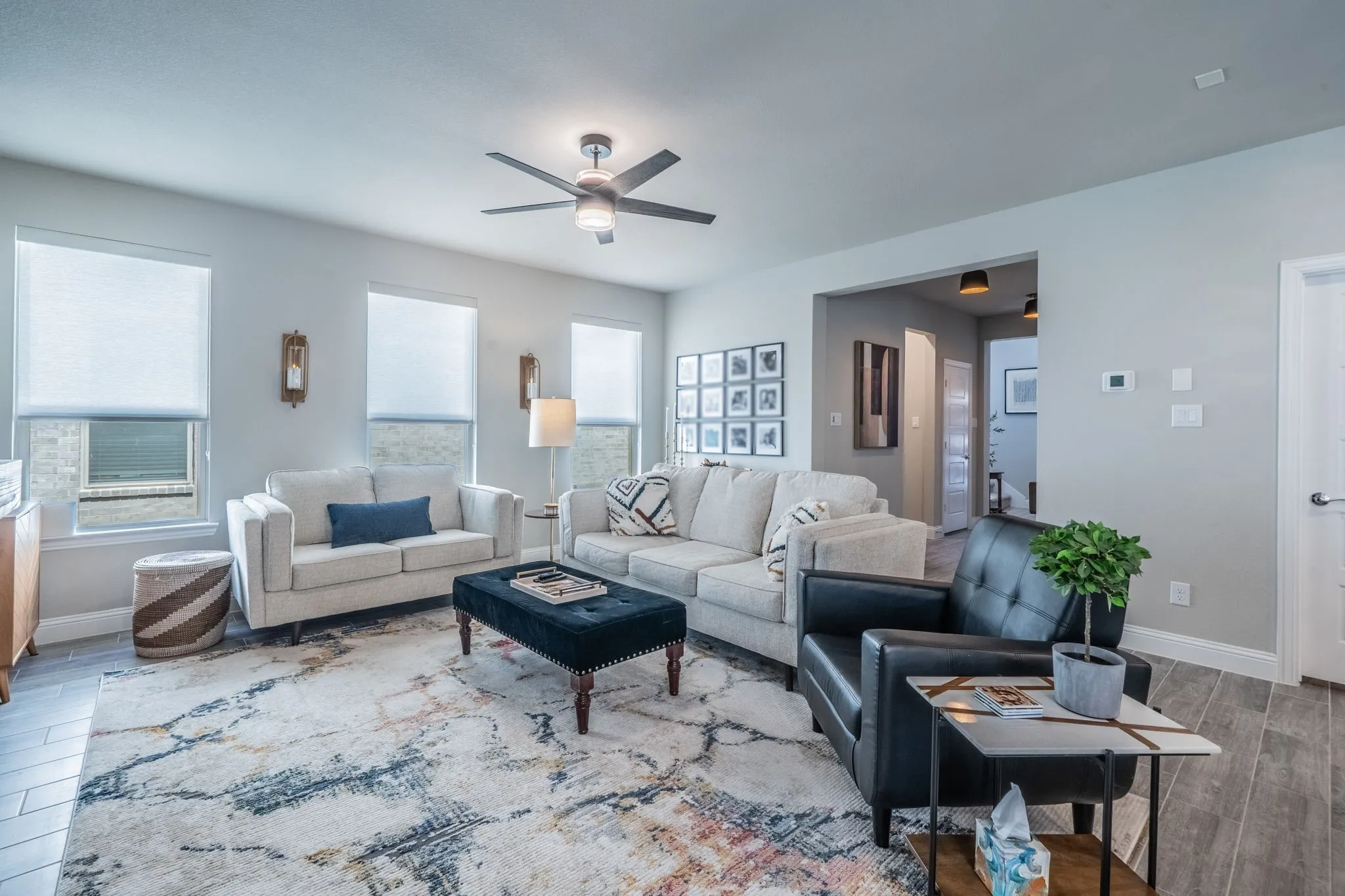 Another view of the spacious living room facing the entryway.