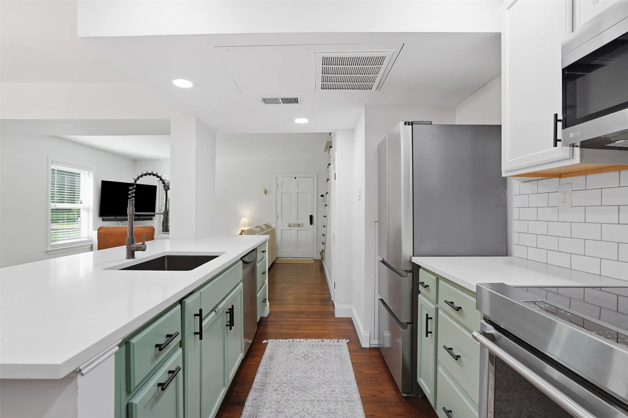 Galley style kitchen with plenty of storage