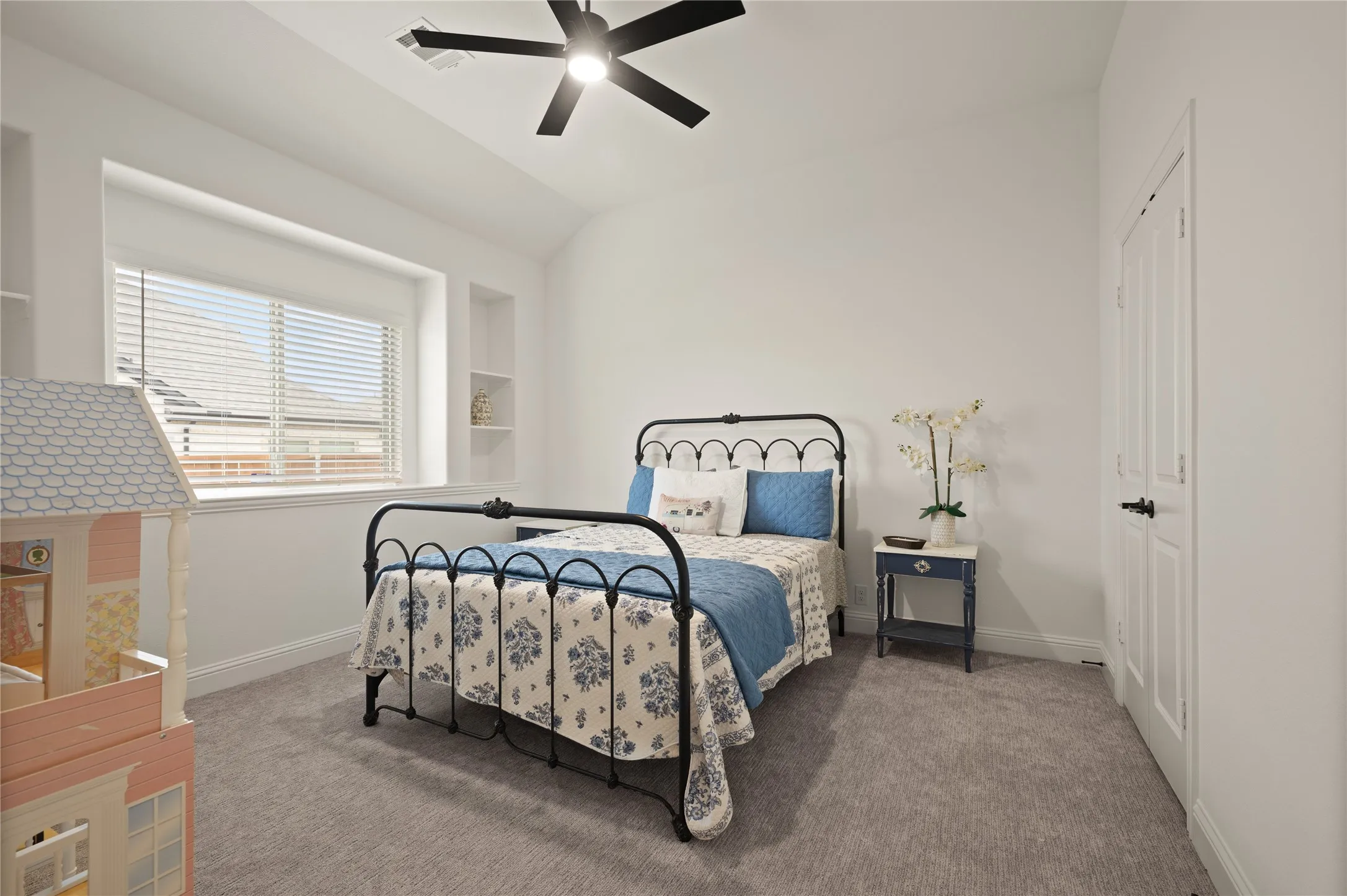 3rd bedroom with walk in closet space and storage and elevated touches.