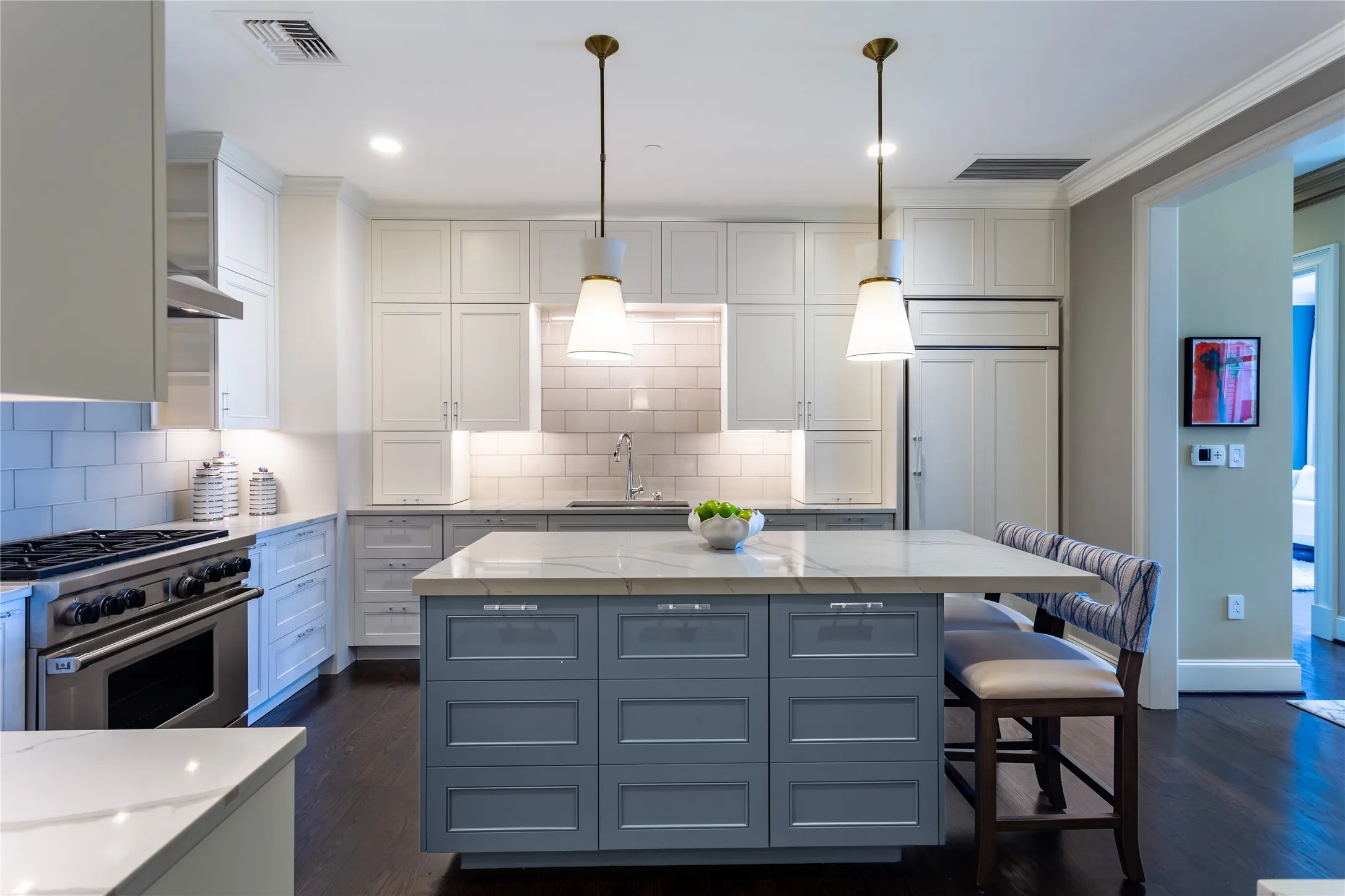 Island Kitchen with Breakfast Bar, Wolf & Sub-Zero appliances.