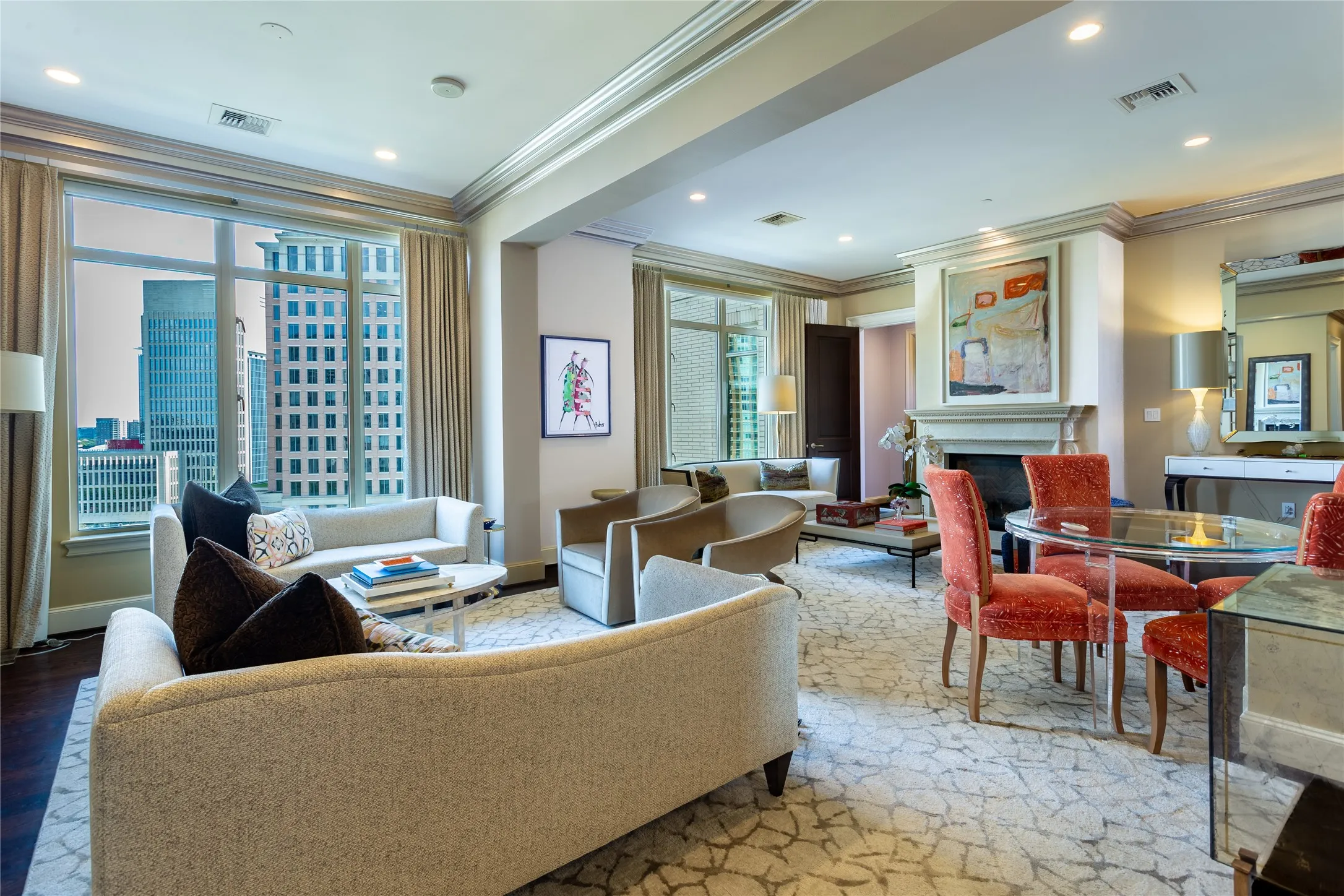 Dual Living Areas with a wall of windows.