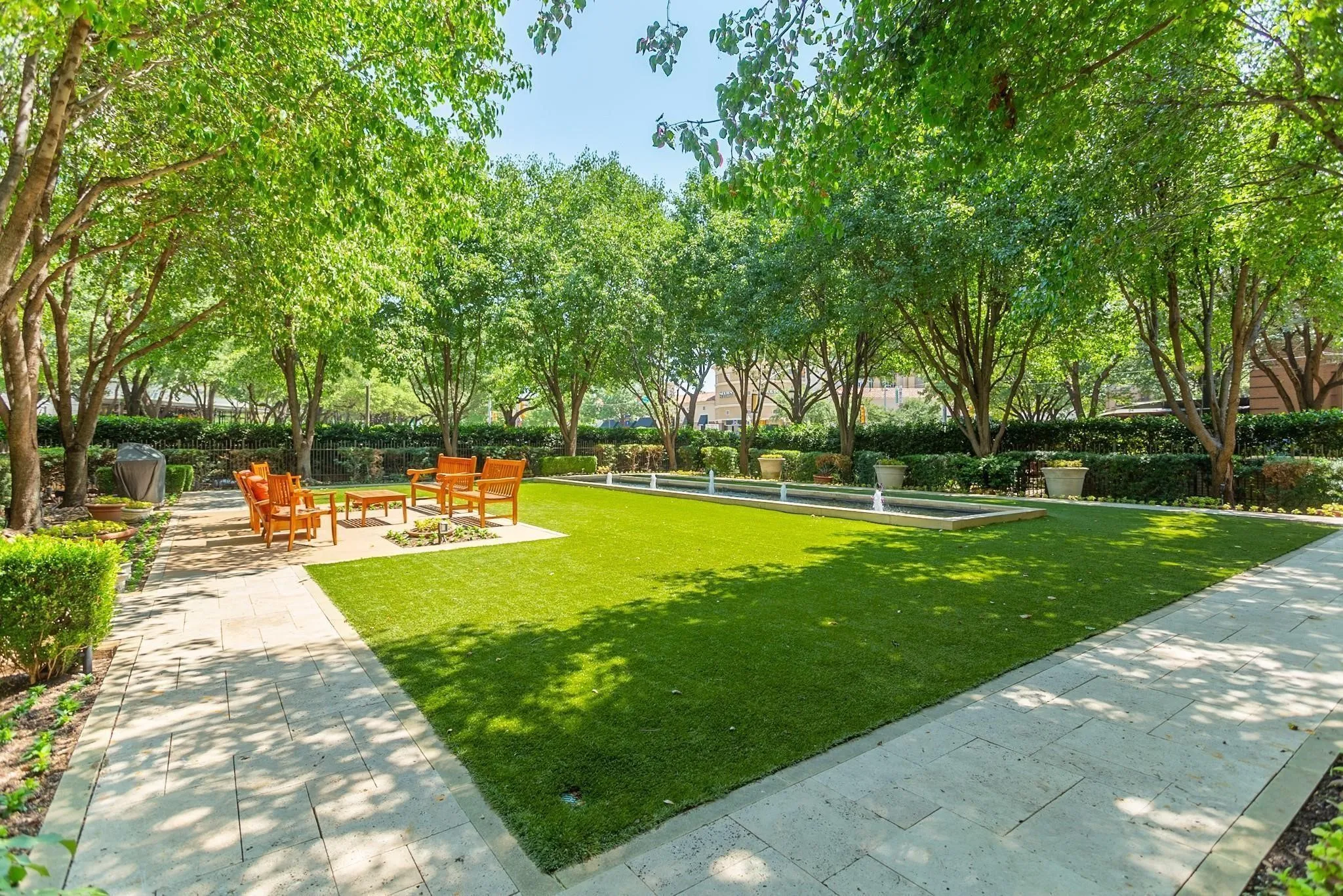Turfed park is perfect for grilling and entertaining.