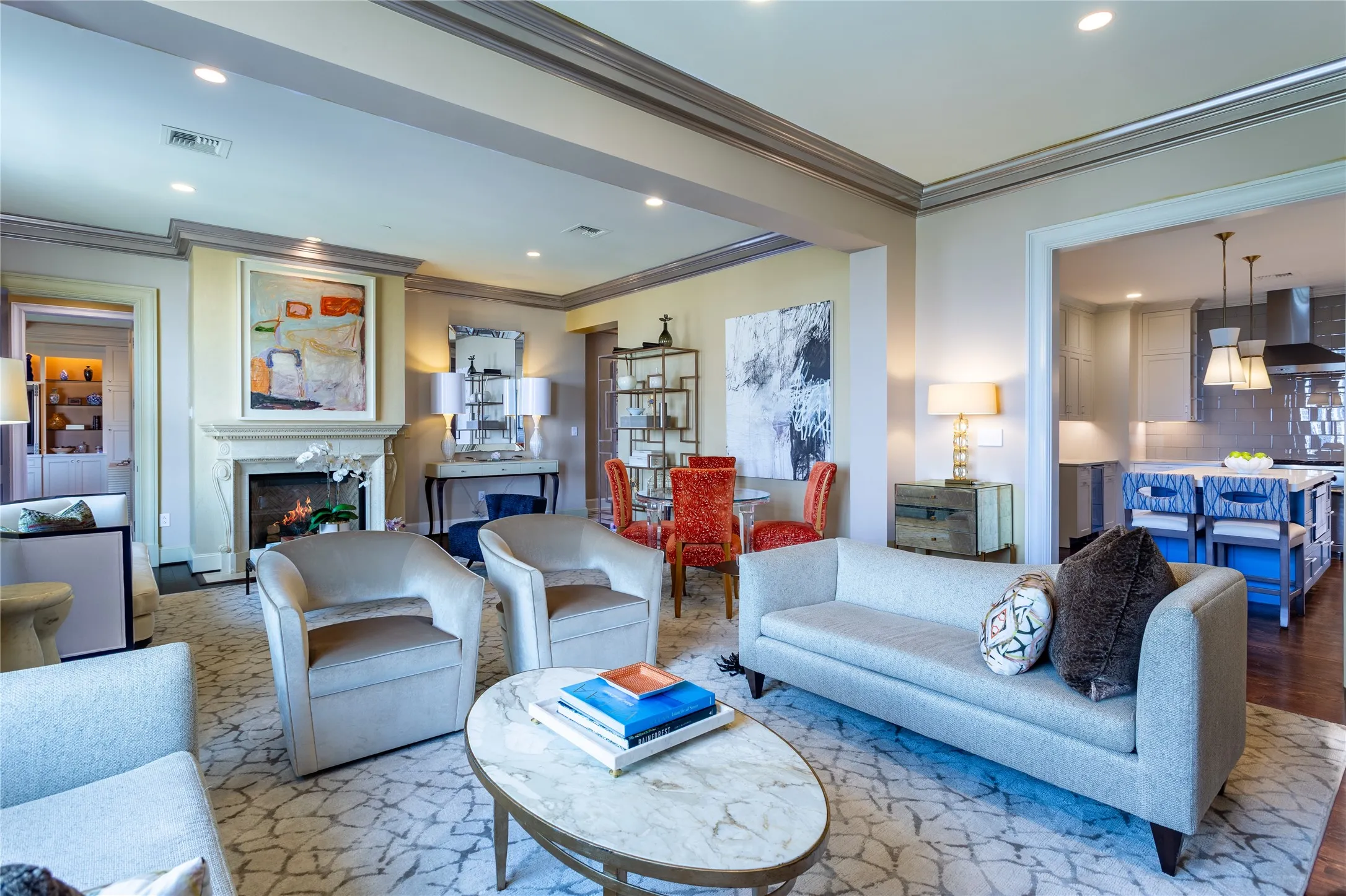 Living-Dining-Den opens to the Kitchen