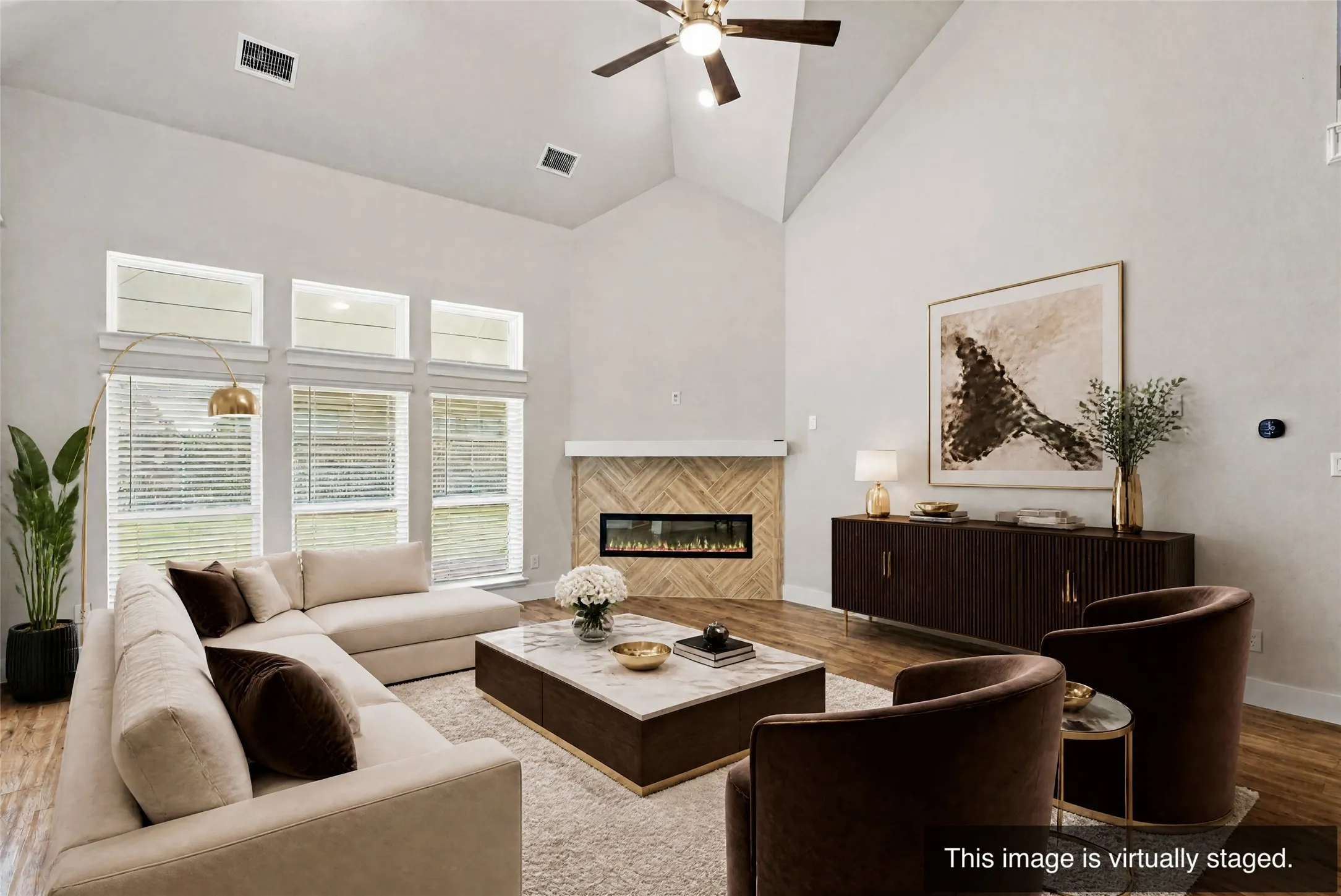 Sleek Electric fireplace offering heat or just decor