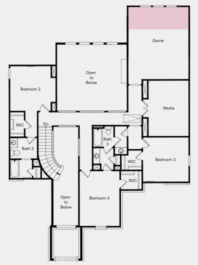 Second Floor Plan - Additional Highlights Include: gourmet kitchen with range hood, gas drop for future outdoor grill, upgraded front door, and matte black plumbing and kitchen hardware
