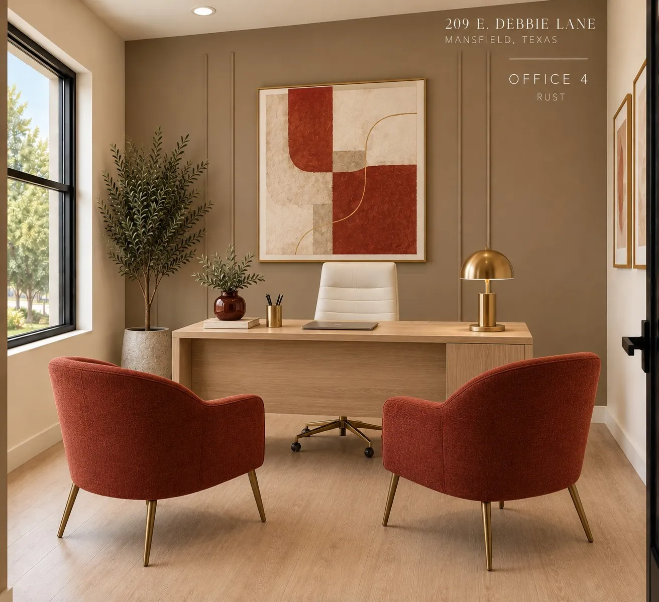 Wood-finish flooring, recessed lighting, and large windows with dark frames