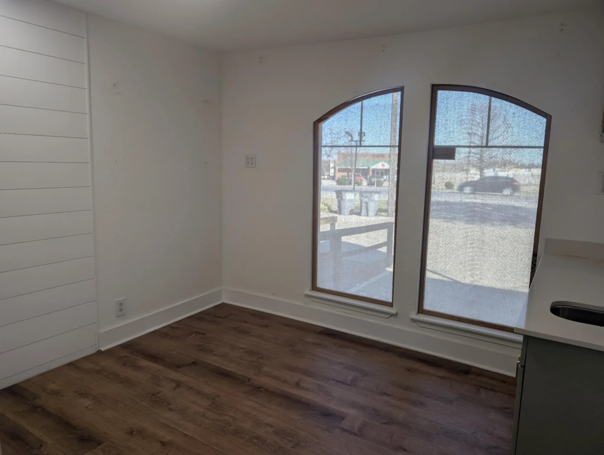 Office at the front of the building.  Has a sink with cabinets