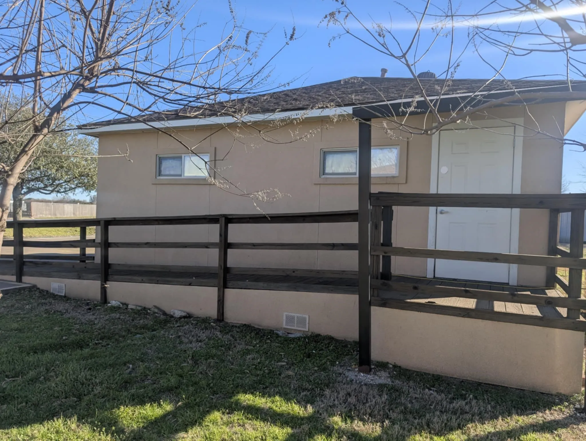 Ramp on side of the building for wheelchair access