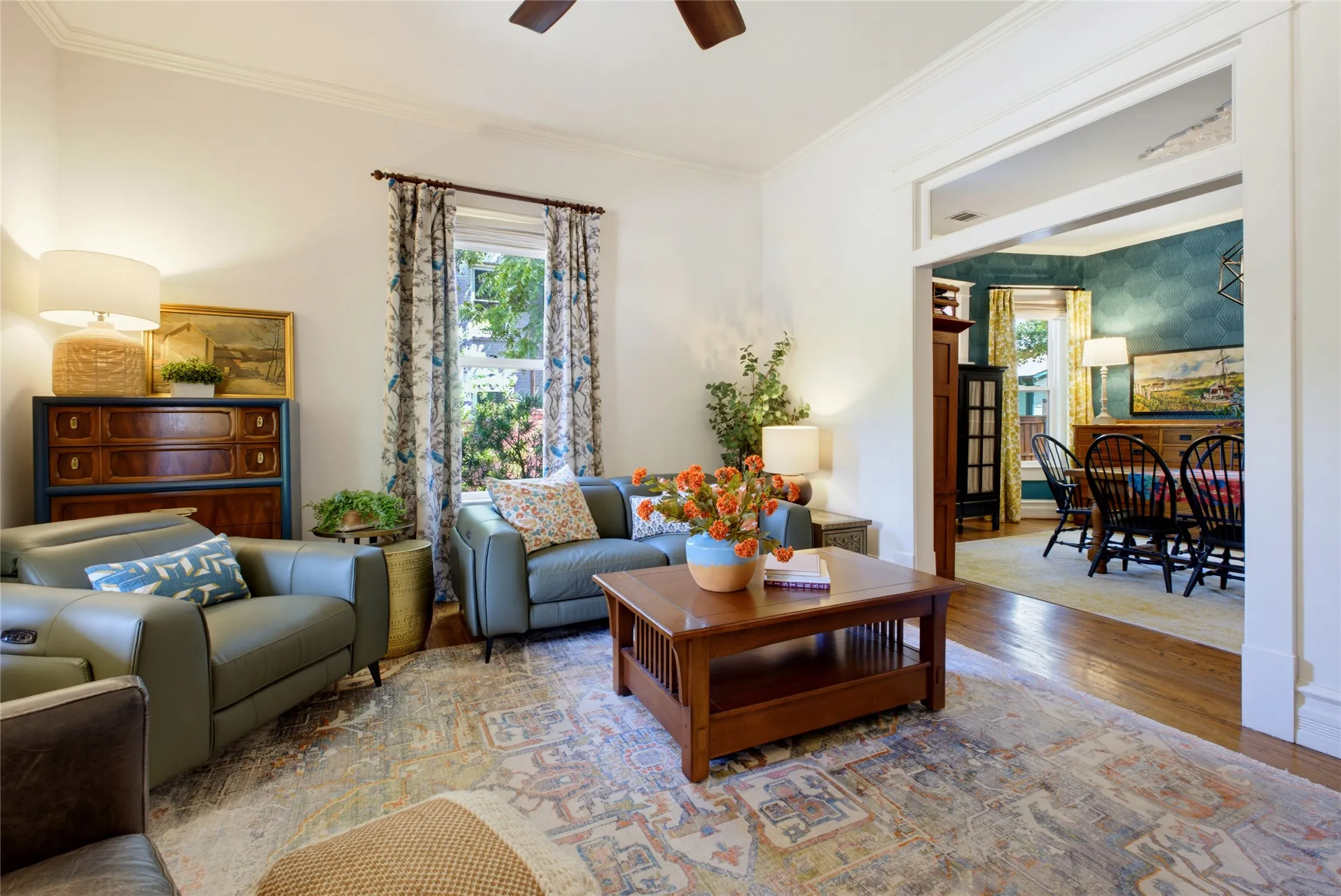 Living Area Opens to Dining Room