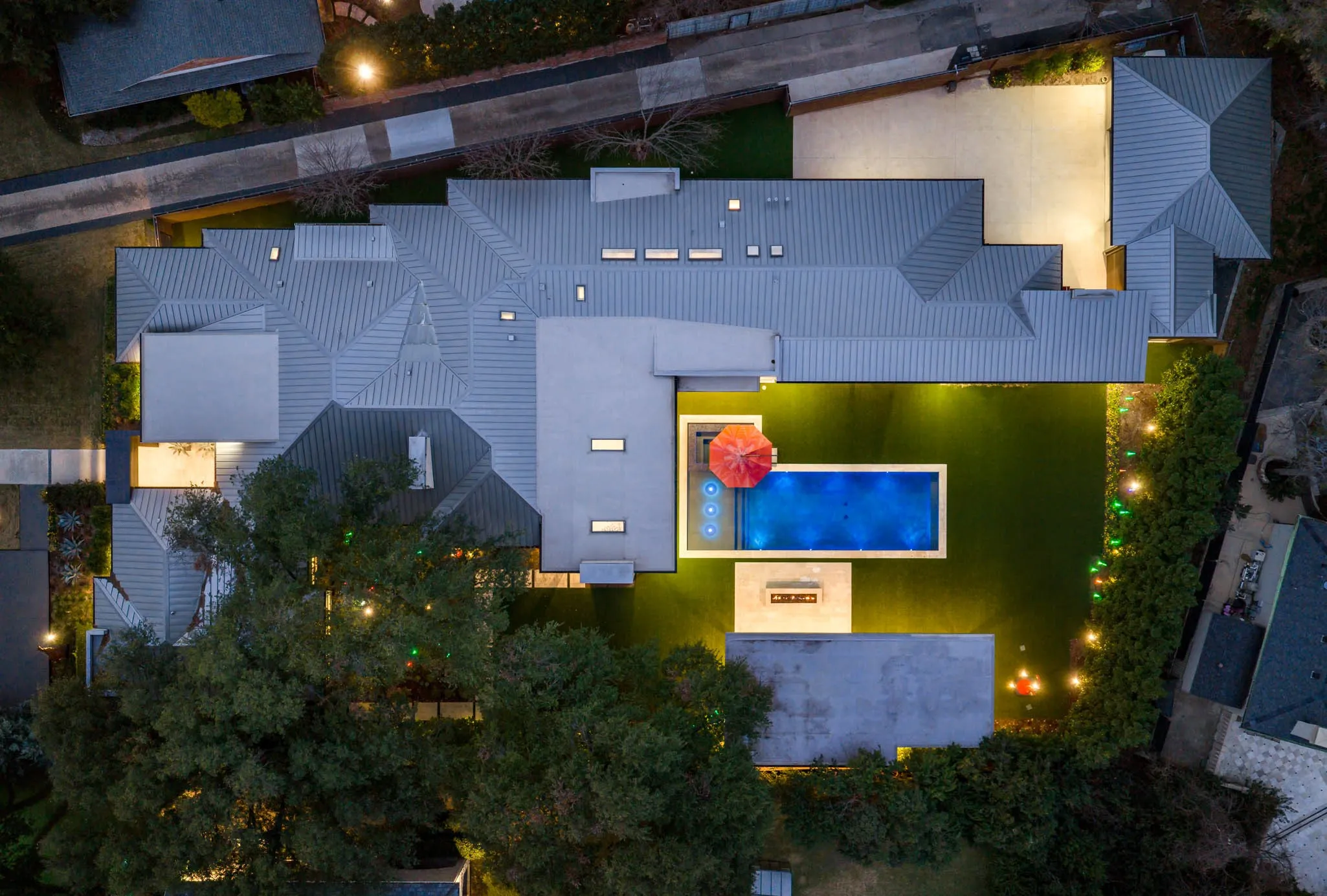 Dusk aerial view