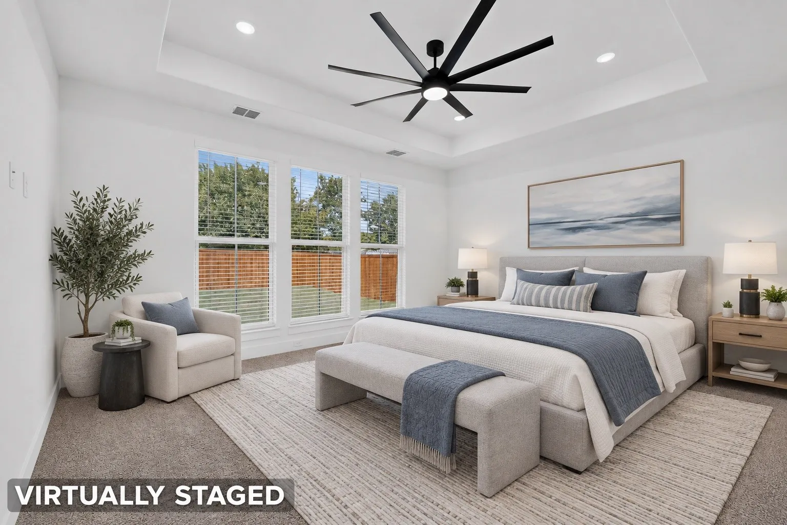 Tray ceiling with recessed lighting