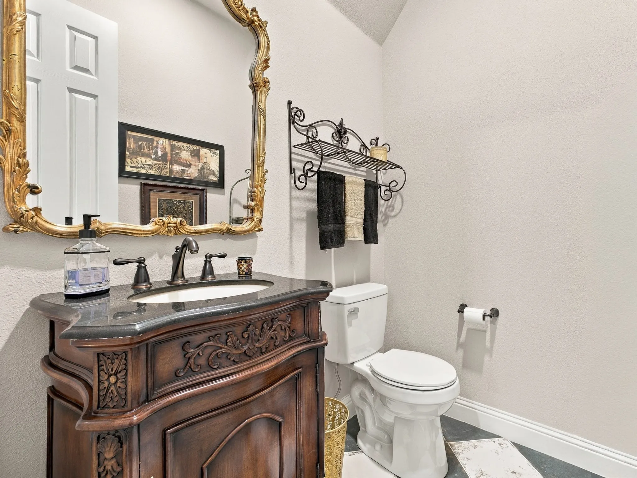 Powder bath upstairs in the game room.