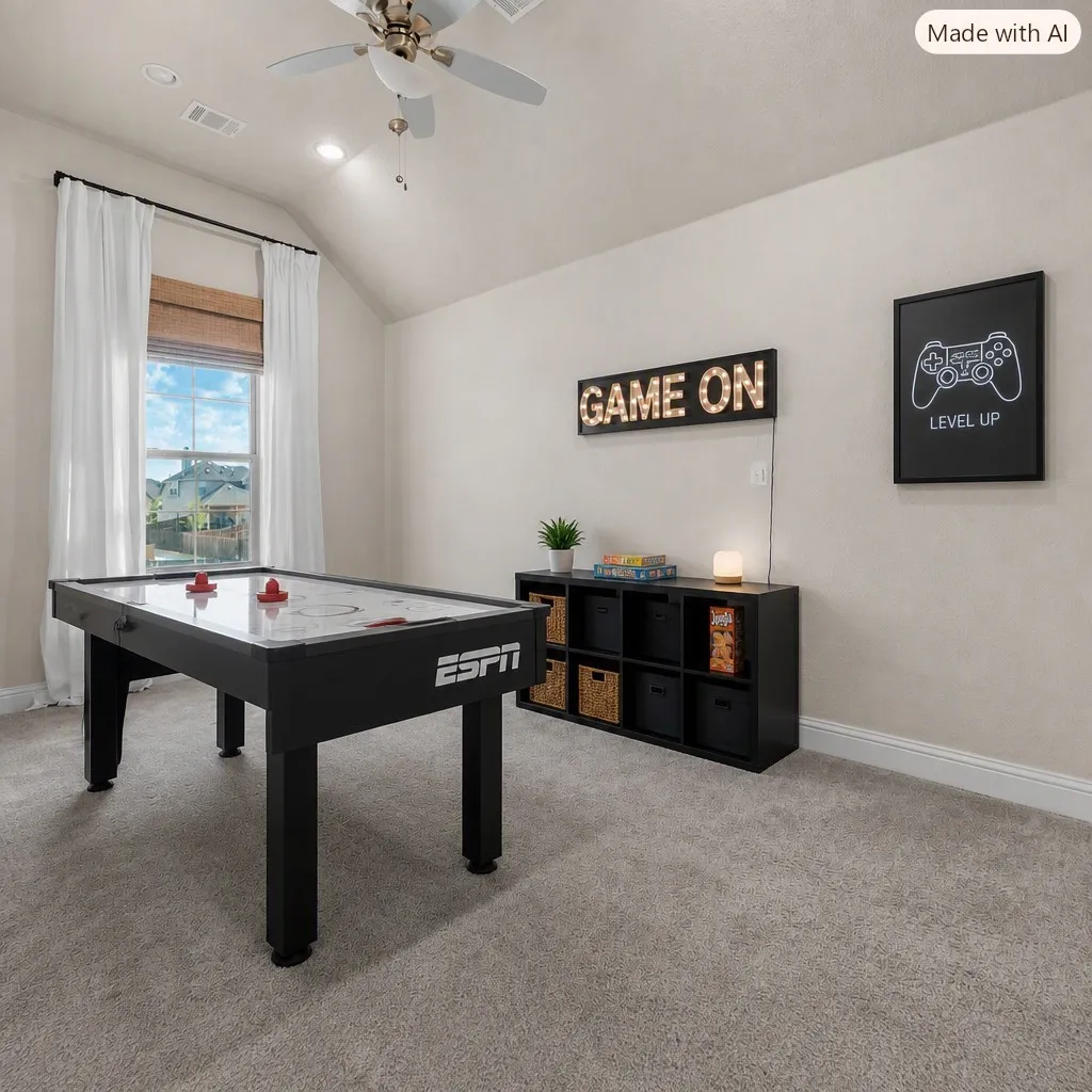VIRTUALLY STAGED GAME ROOM.