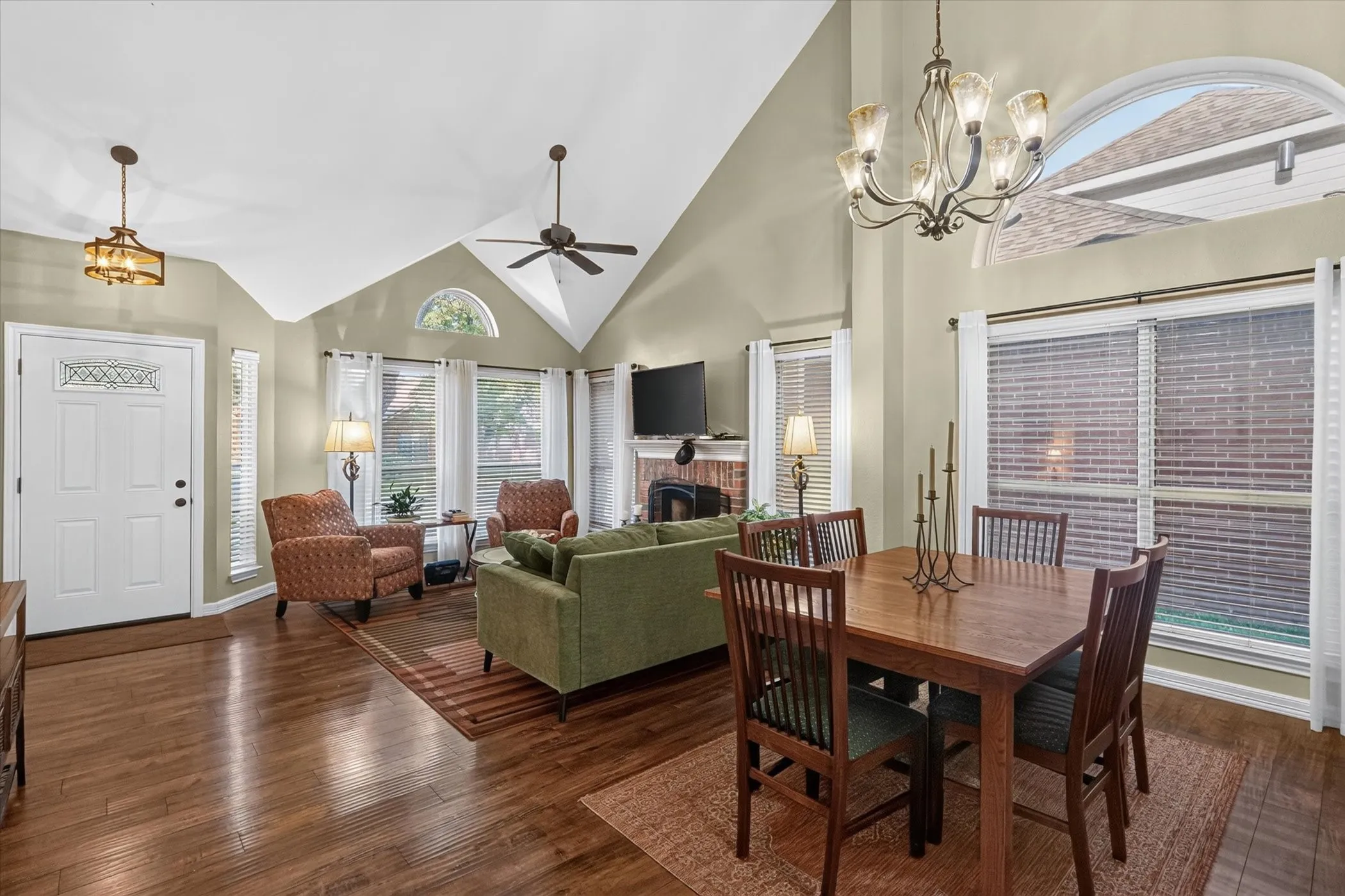 Wood-finish flooring throughout the main living area