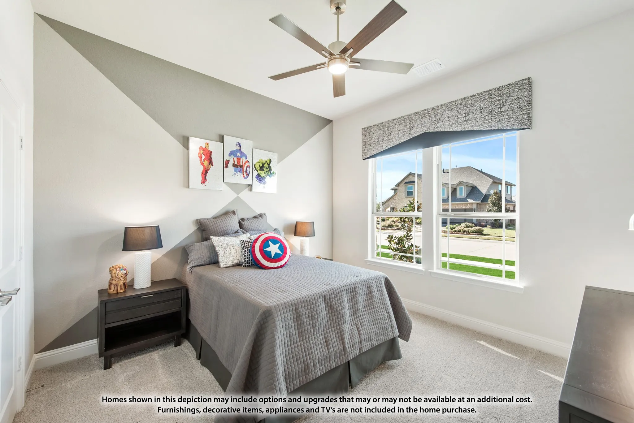 Dual pane windows with overhead valance